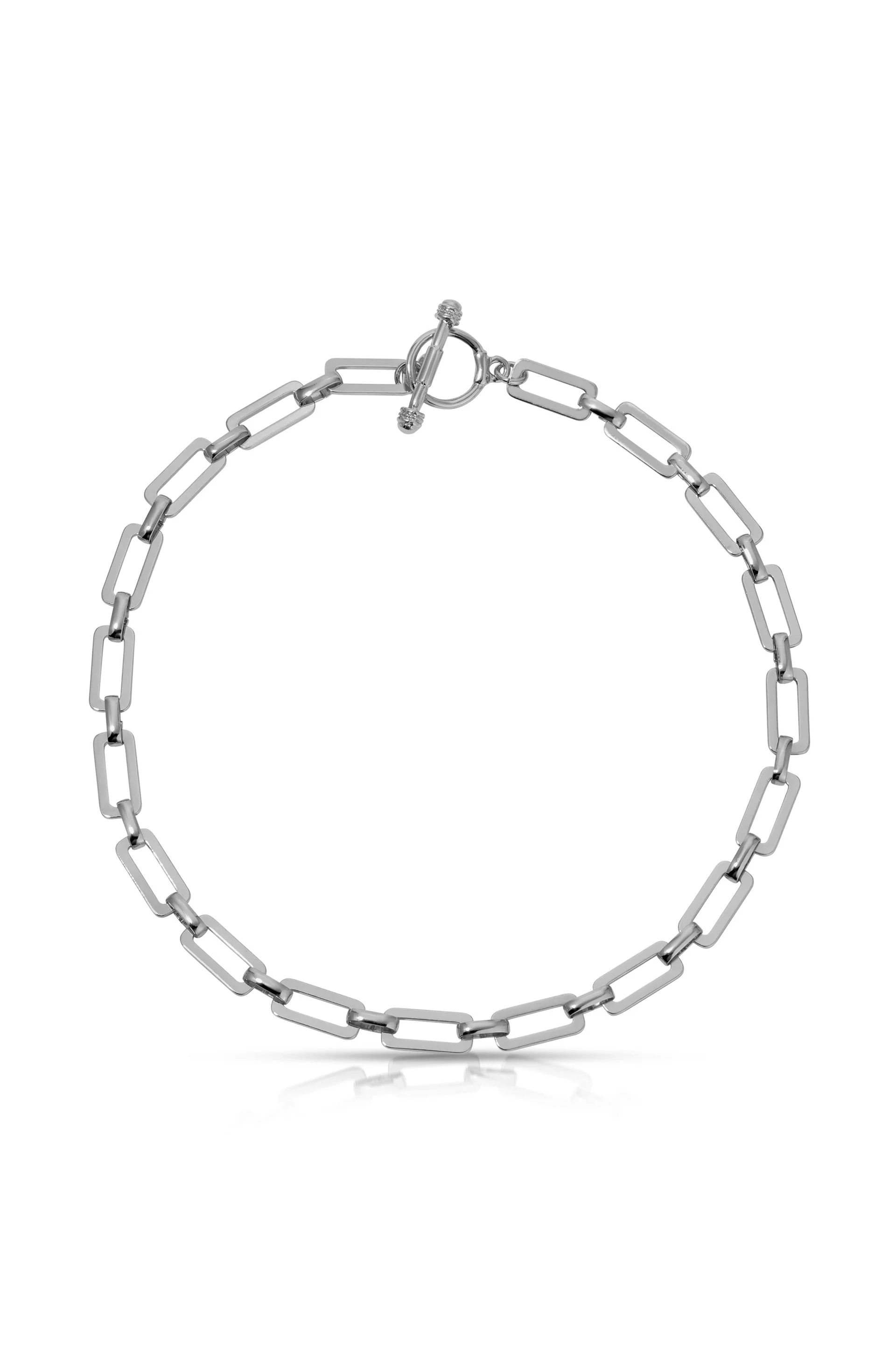 Golden Flat Rectangle Chain Necklace - Image 9