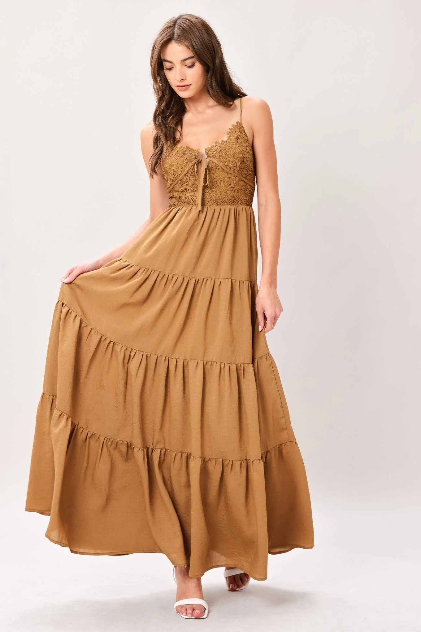 GOLDEN HOUR LACE BODICE MAXI DRESS - Image 9