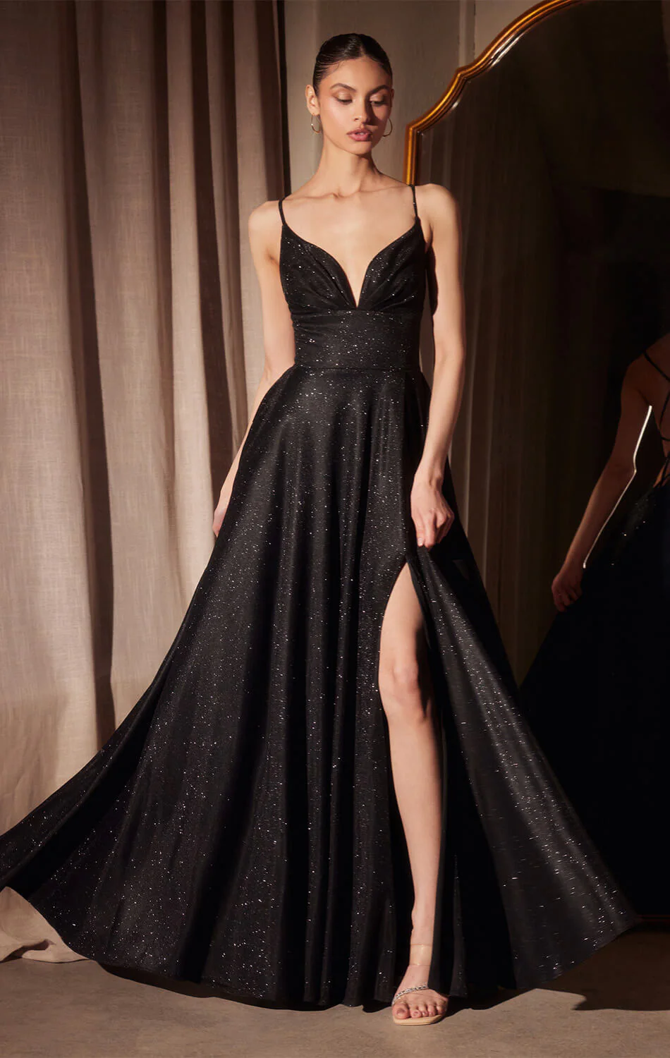 Gwendolyn Gown – Shimmer Lace-Up Back A-Line Evening Dress - Image 11