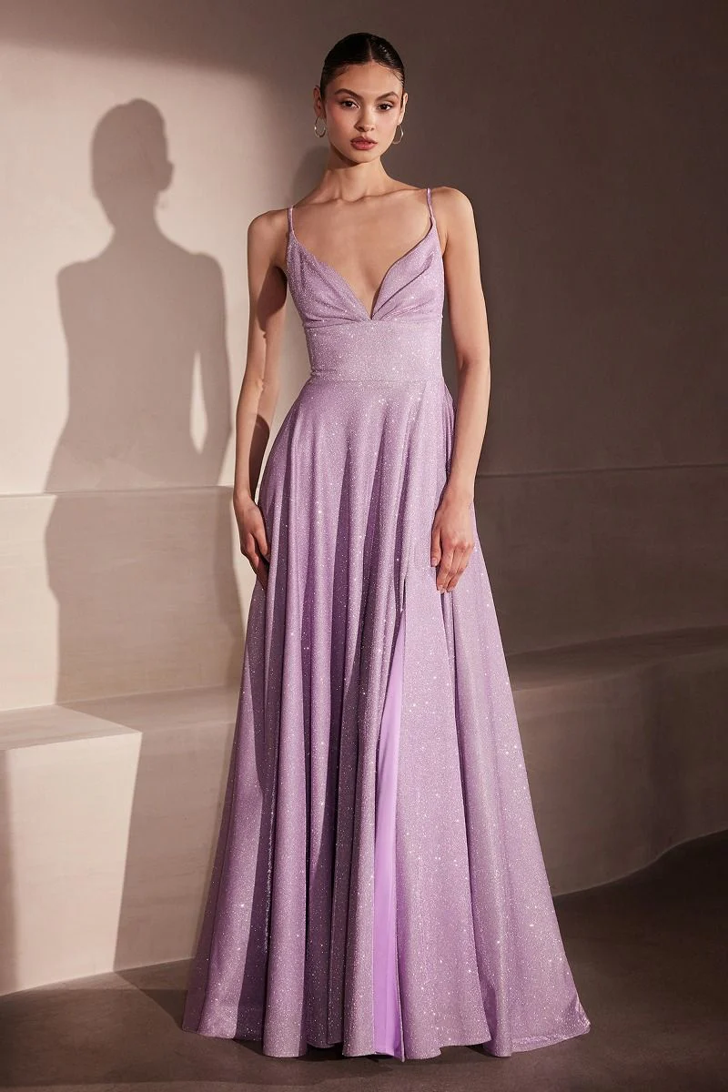 Gwendolyn Gown – Shimmer Lace-Up Back A-Line Evening Dress - Image 6