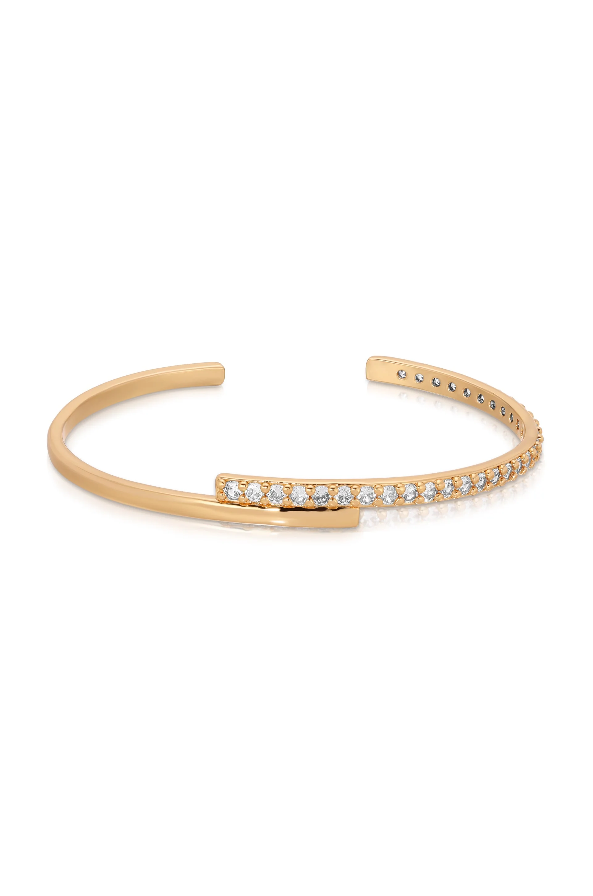 Half Classic Half Sparkle Bracelet Cuff - Image 2