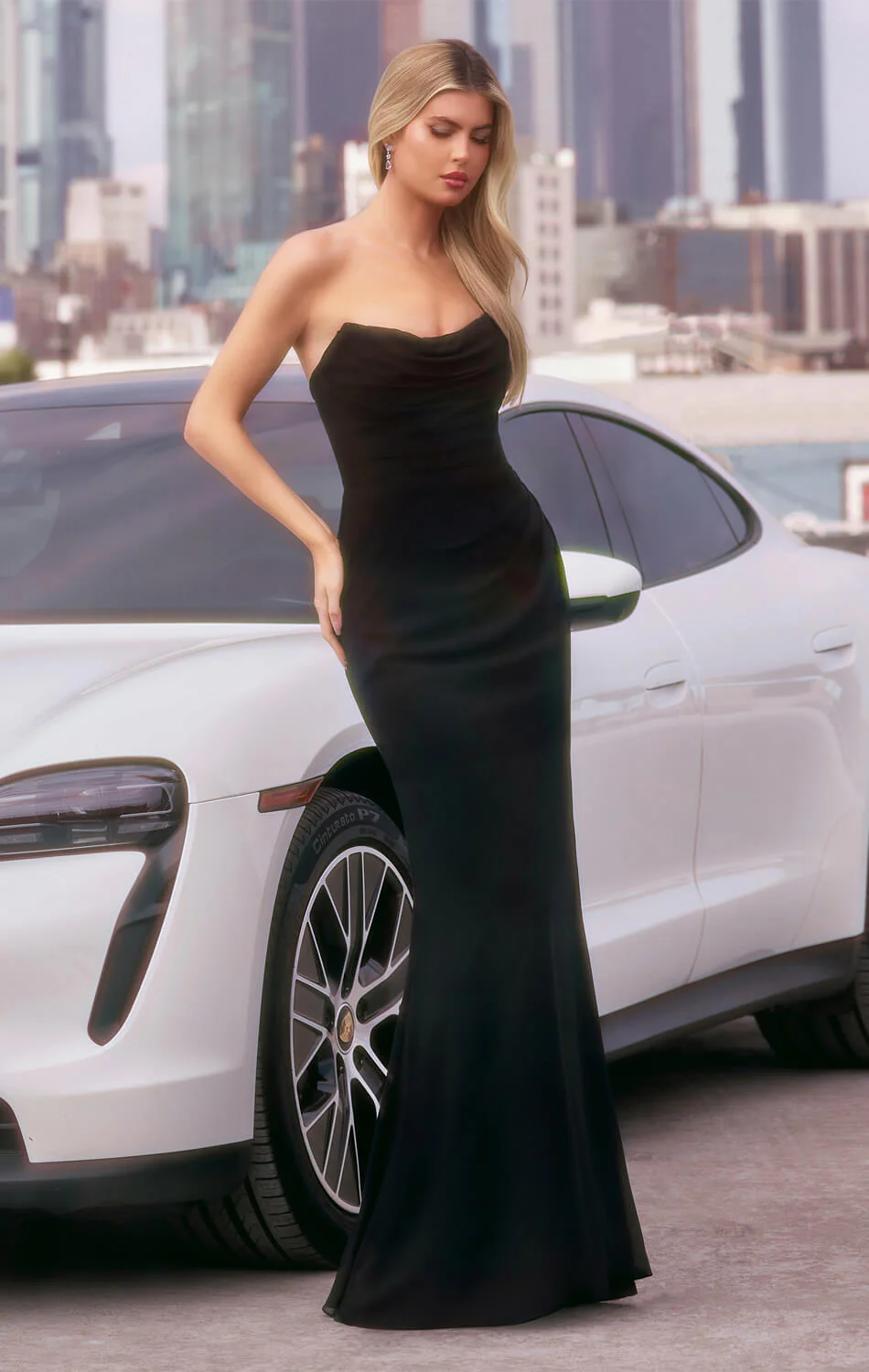 Haven Gown - Chiffon Fitted Long Strapless Dress - Image 4