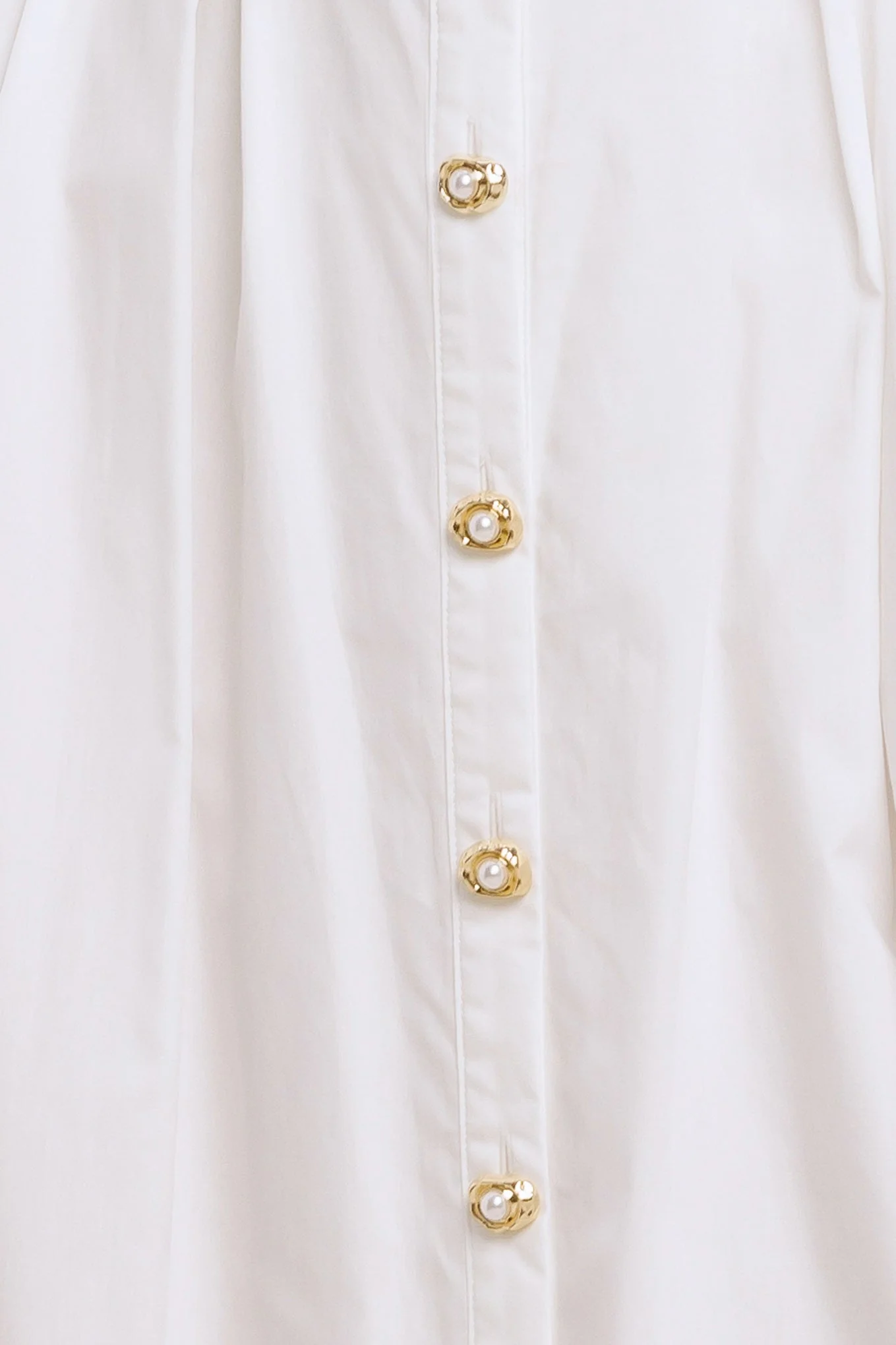 PEARL BUTTON DOWN WHITE MIDI DRESS - Image 7