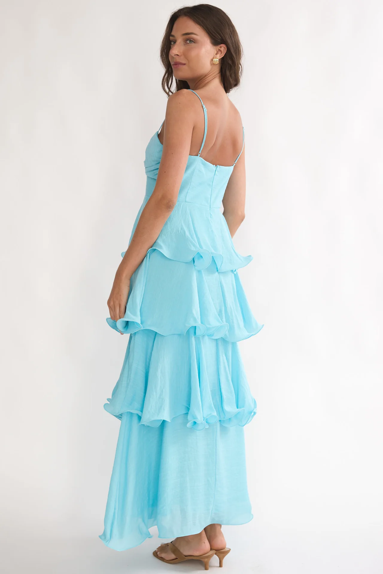 Heather Maxi Dress – Tiered Ruffle Maxi - Tide Blue - Image 2