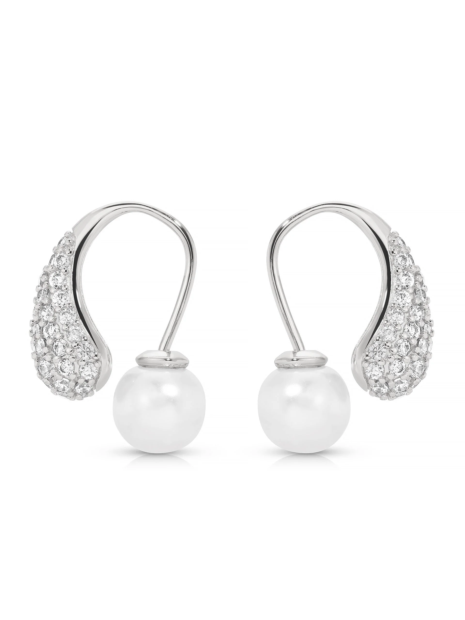 Hooked Pavé and Pearl Earrings - Image 5