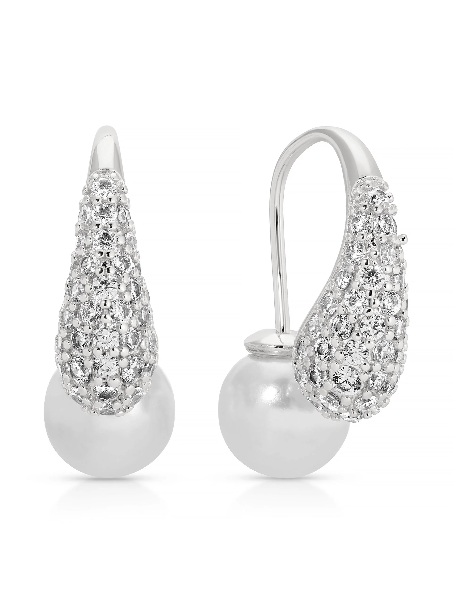 Hooked Pavé and Pearl Earrings - Image 8