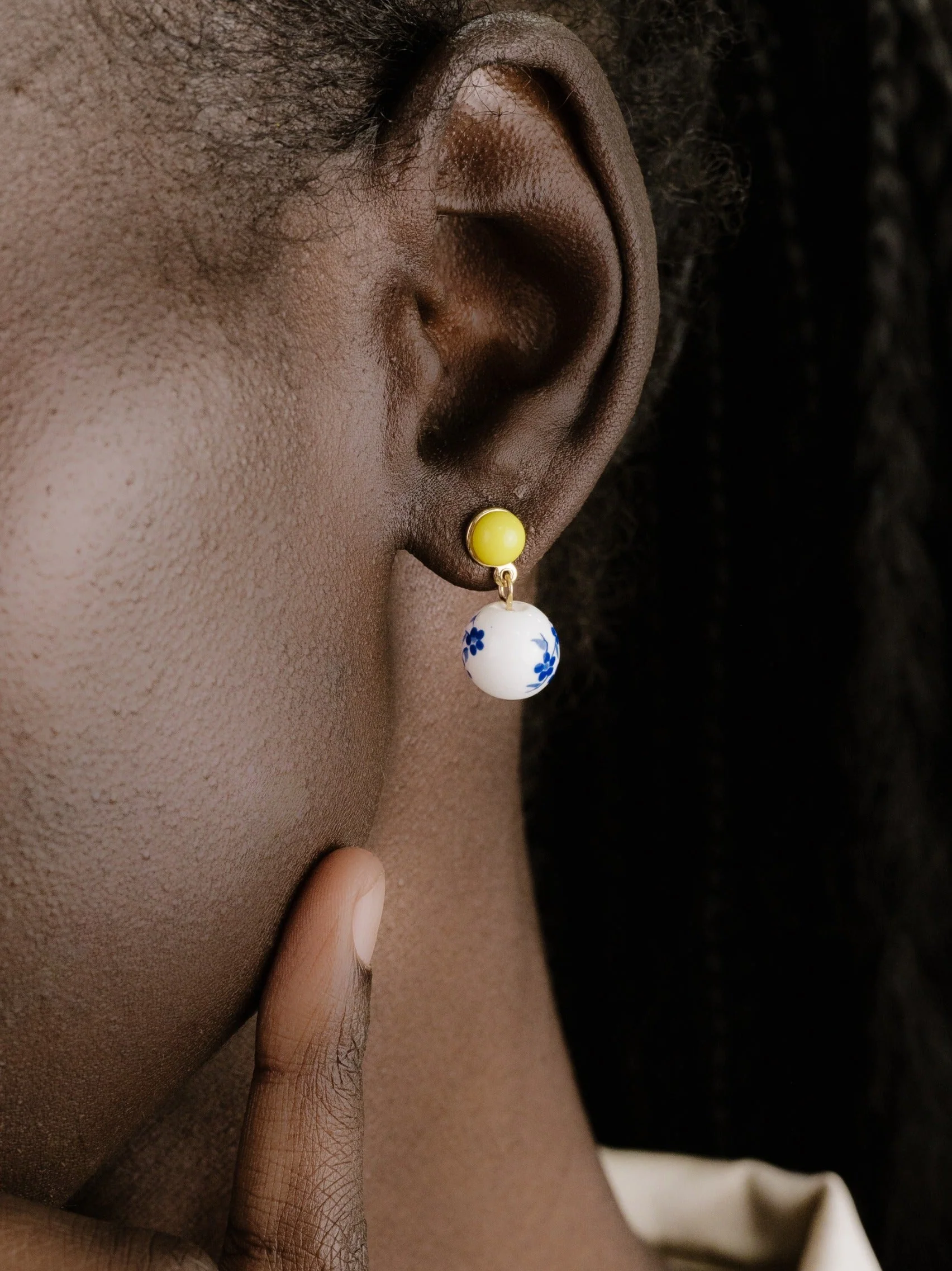Indigo Floral Drop Earrings - Image 4