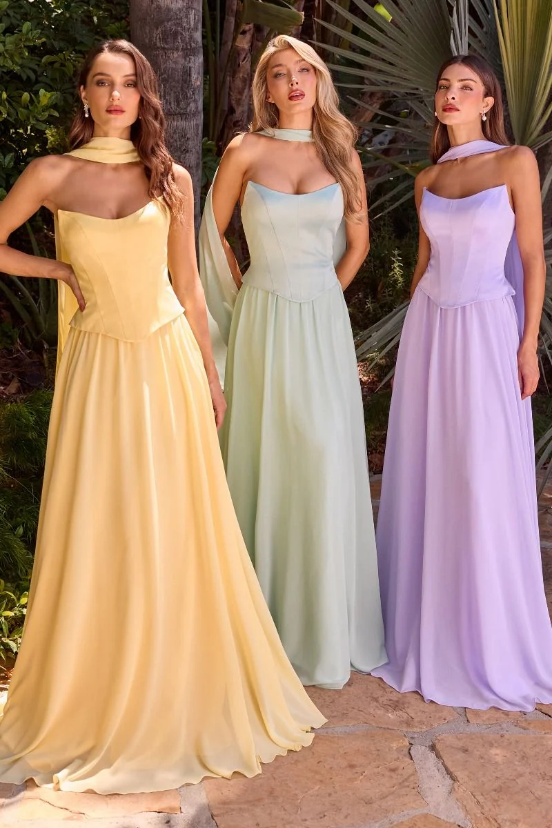 ISABELLA GOWN - STRAPLESS CHIFFON DRESS WITH SCARF - Image 12