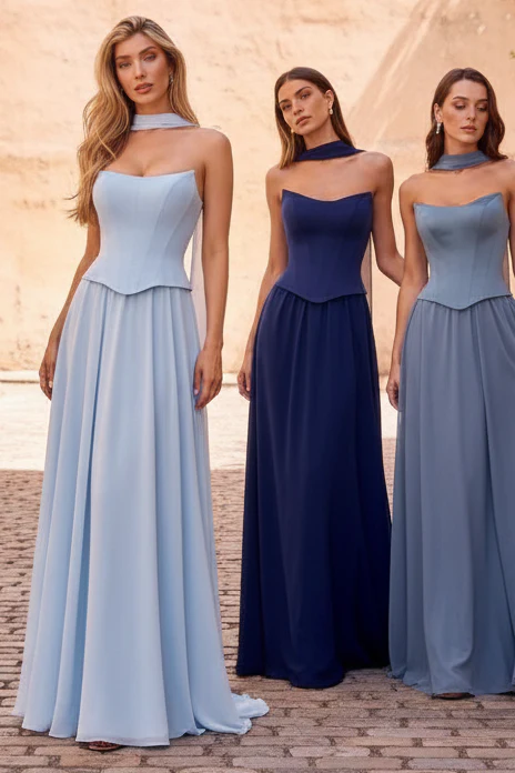 ISABELLA GOWN - STRAPLESS CHIFFON DRESS WITH SCARF - Image 17