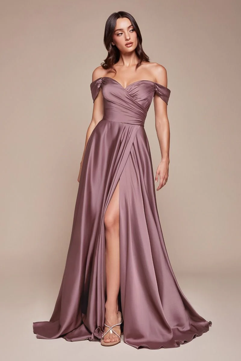 JILLIAN GOWN - A-LINE SOFT SATIN OFF THE SHOULDER DRESS - Image 13