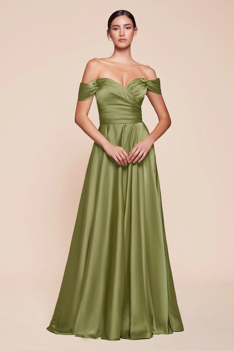 JILLIAN GOWN - A-LINE SOFT SATIN OFF THE SHOULDER DRESS - Image 17