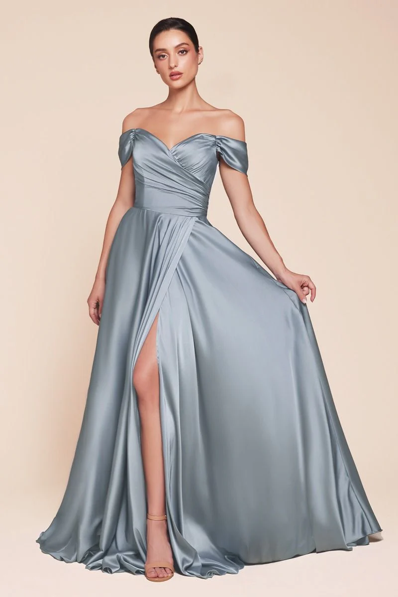 JILLIAN GOWN - A-LINE SOFT SATIN OFF THE SHOULDER DRESS - Image 2