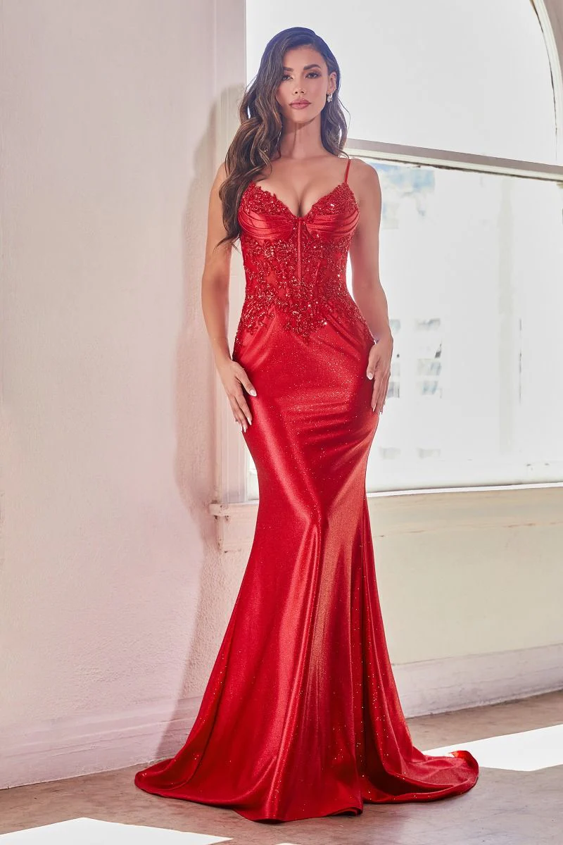 Jodie Gown - Fitted Lace Appliqué Evening Dress - Image 2