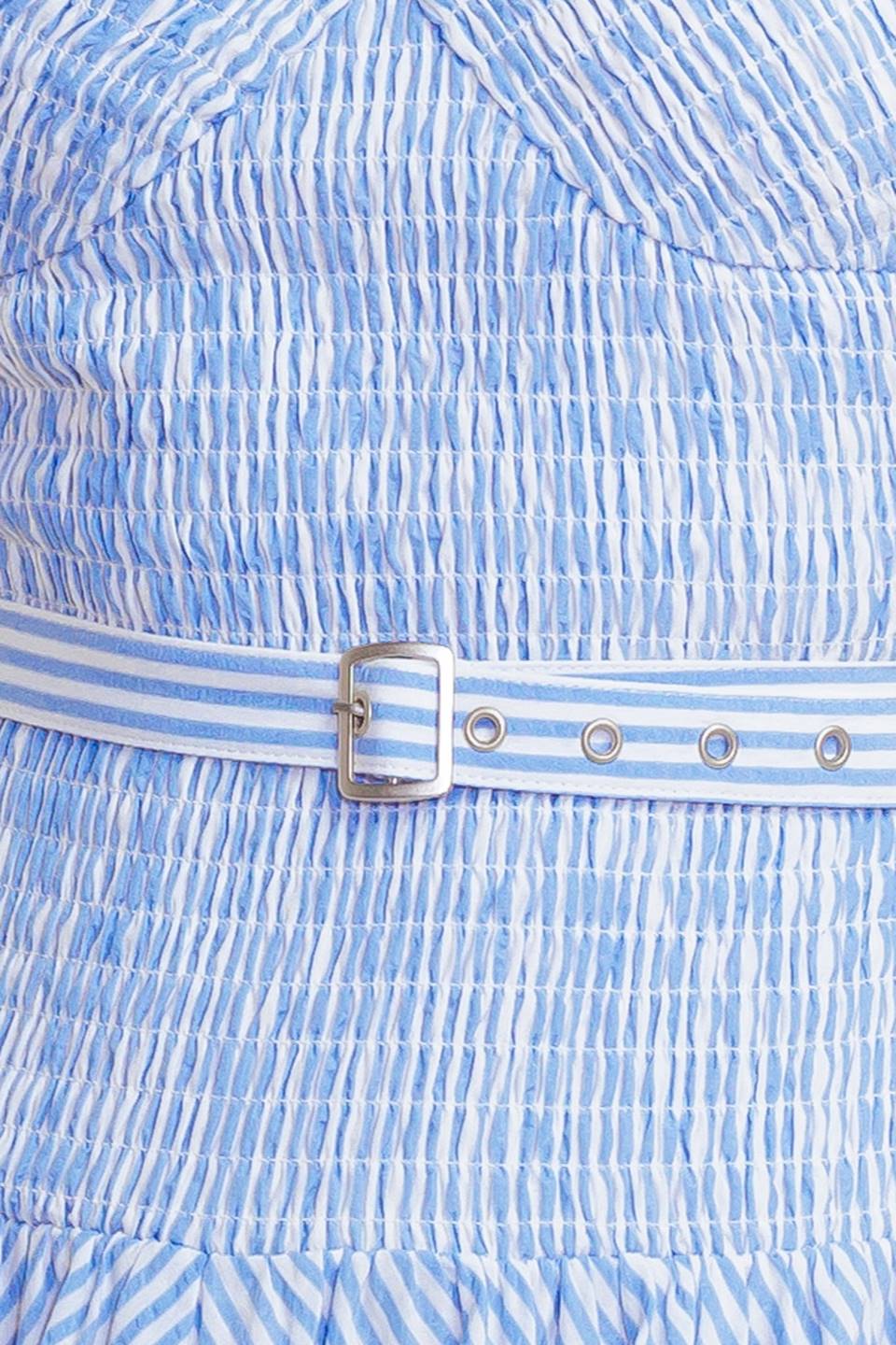 JOURNI STRIPED MIDI DRESS - BLUE & WHITE - Image 8