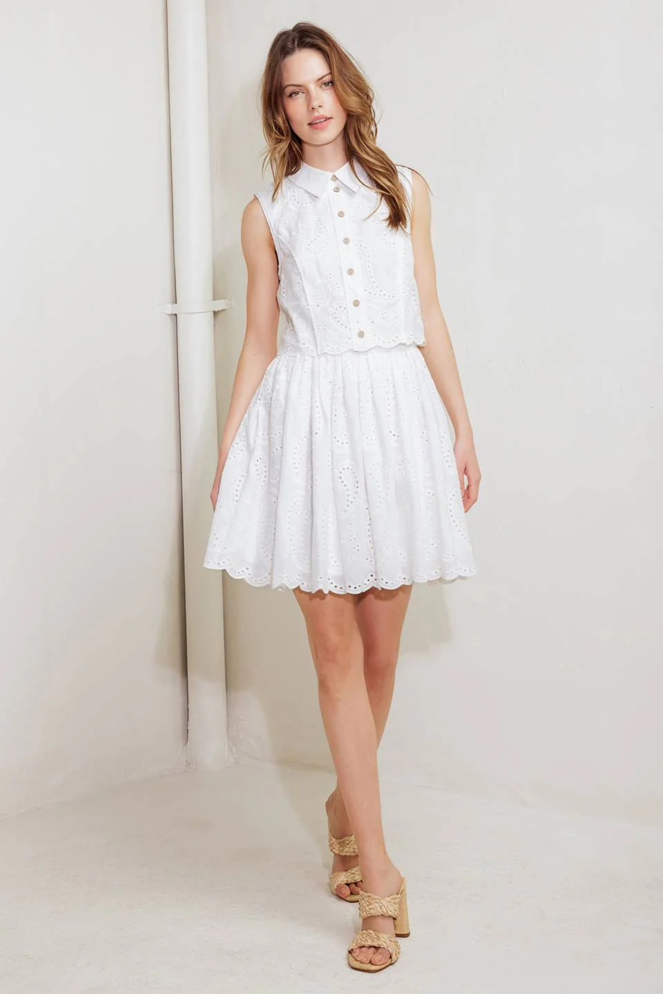 JOVIE WHITE EYELET MINI DRESS - Image 6