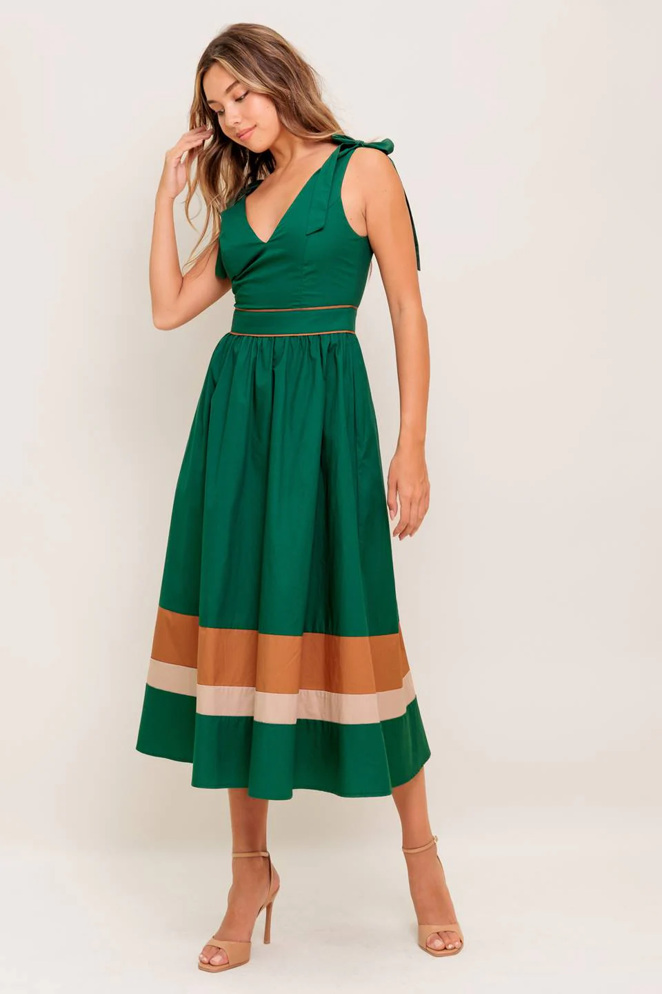JUNIPER DRESS - COLOR BLOCKED COTTON MIDI DRESS - Image 6