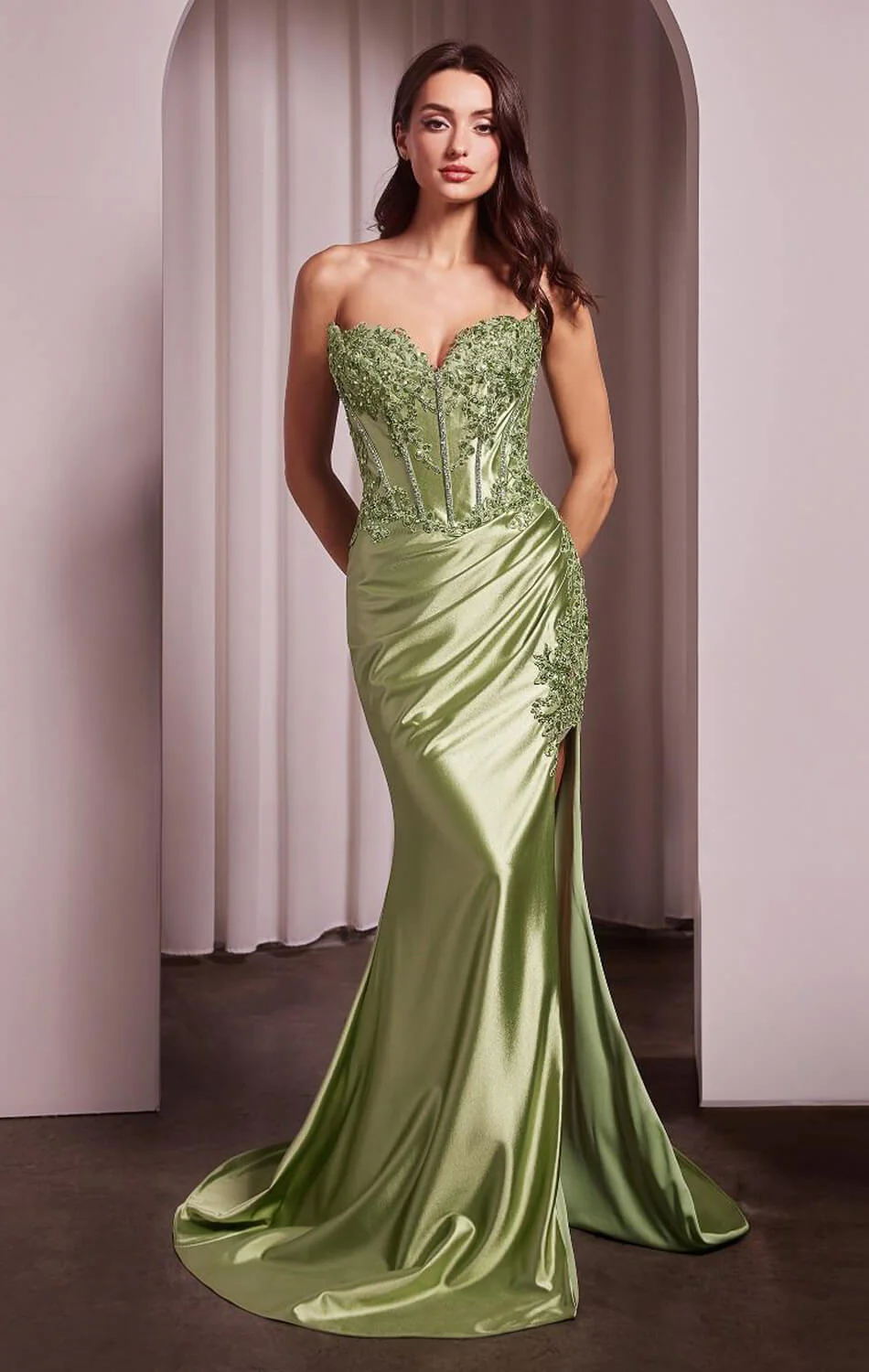 Jupiter Gown - Fitted Strapless Lace & Satin Gown - Image 7