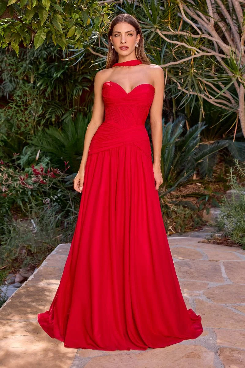 Kimberly Gown - Chiffon A-line Dress With Scarf - Image 3