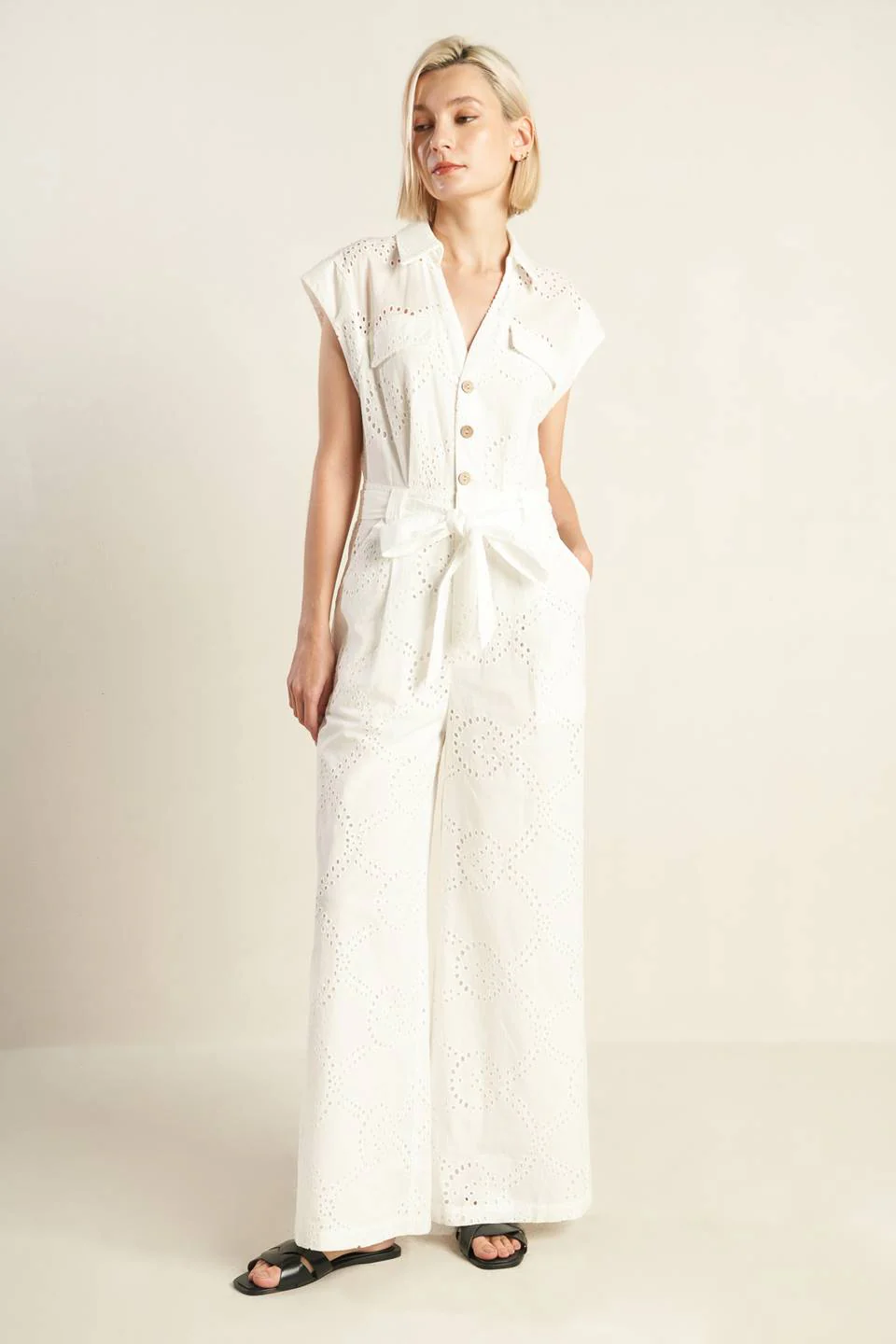 KNOW BETTER - WHITE EYELET JUMPSUIT - Image 5