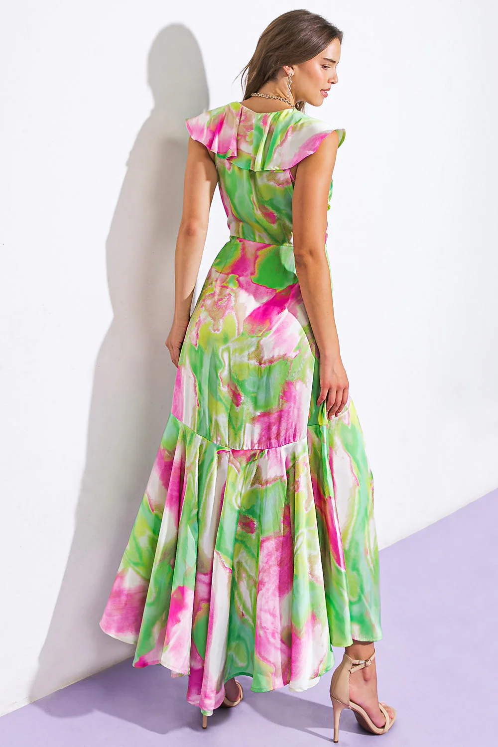LA BABE SATIN WRAP STYLE MAXI DRESS - Image 3