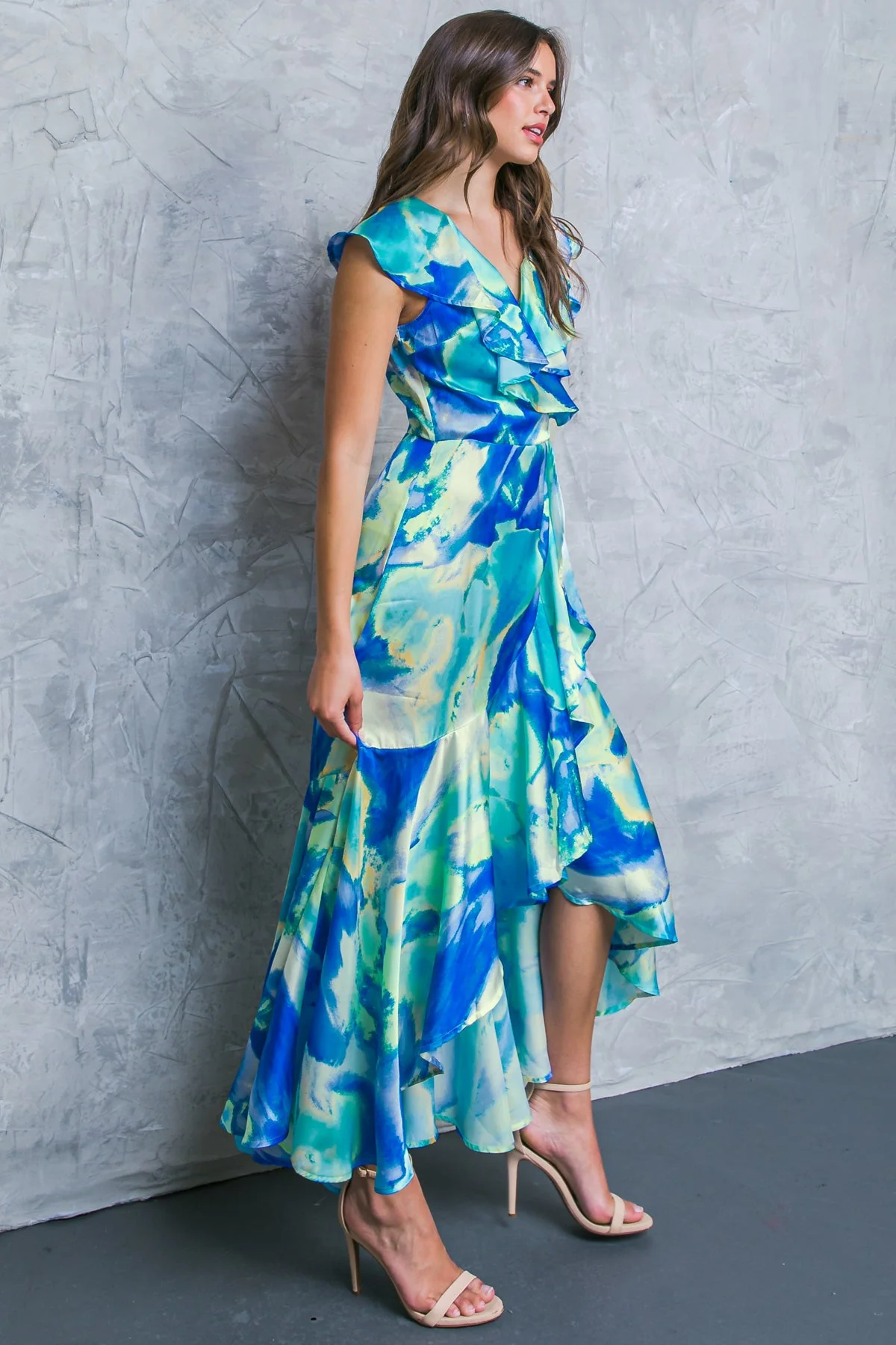 LA BABE SATIN WRAP STYLE MAXI DRESS - Image 8