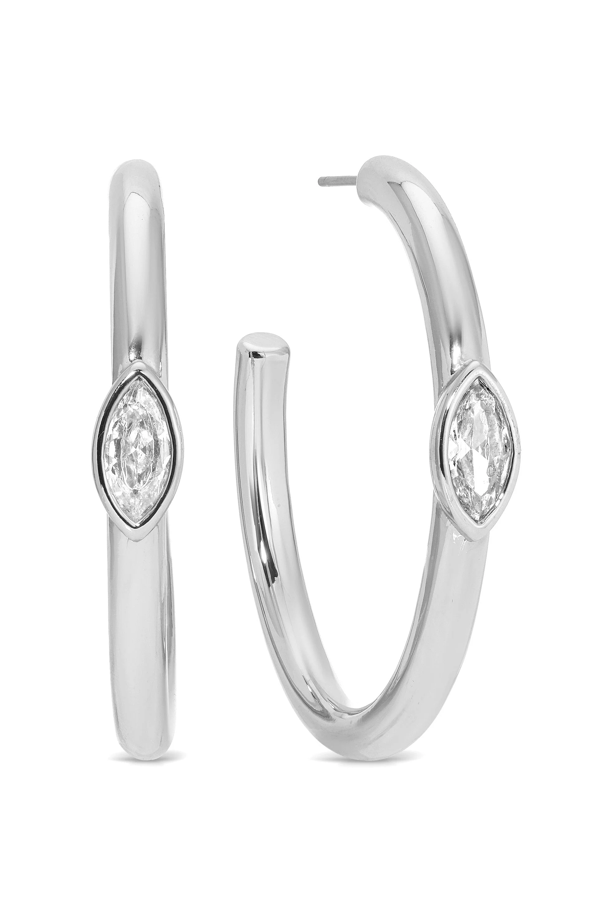 Large Marquise Crystal Hoops - Image 7