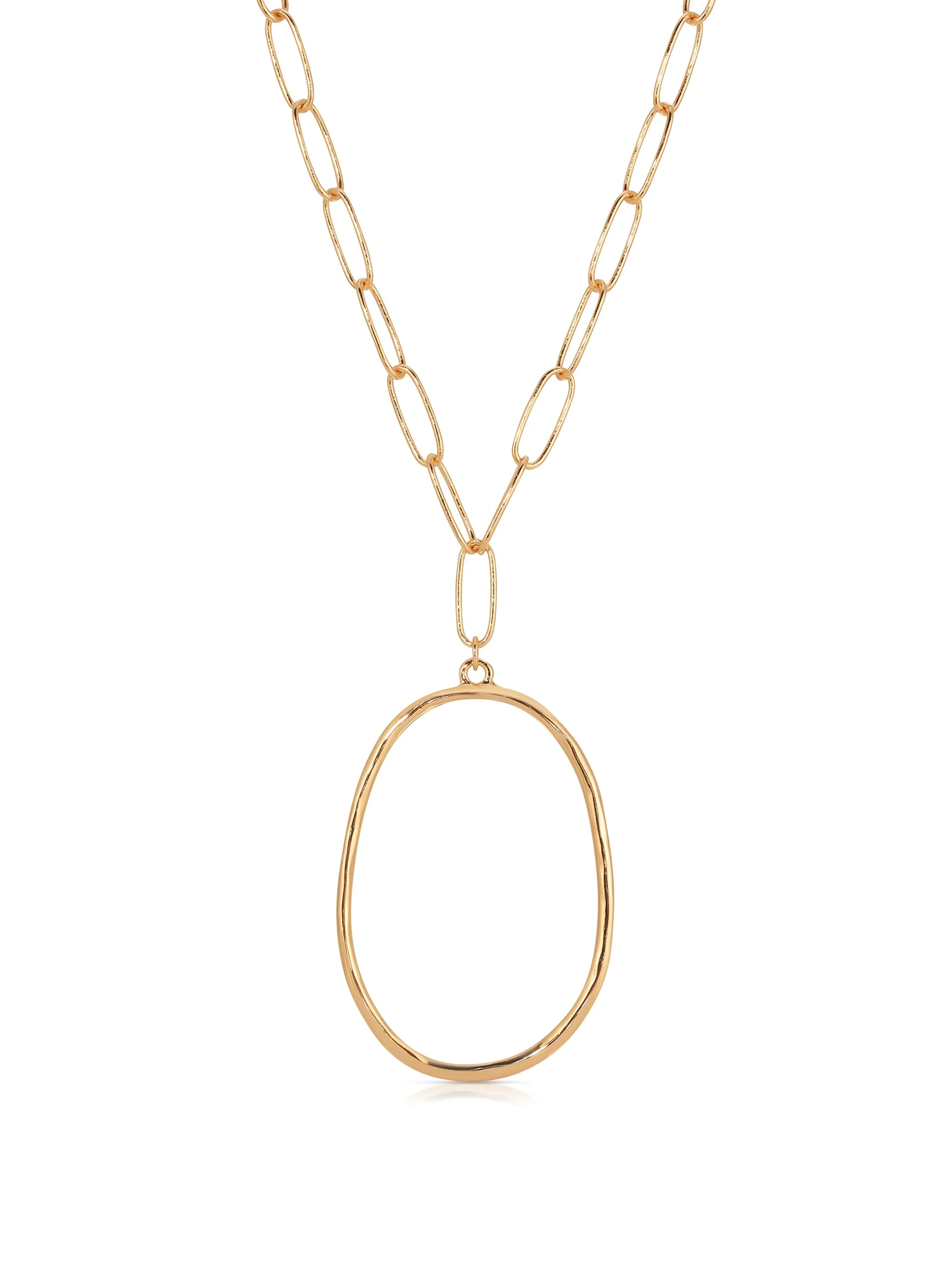 Large Oval Pendant Chain Link Necklace - Image 2