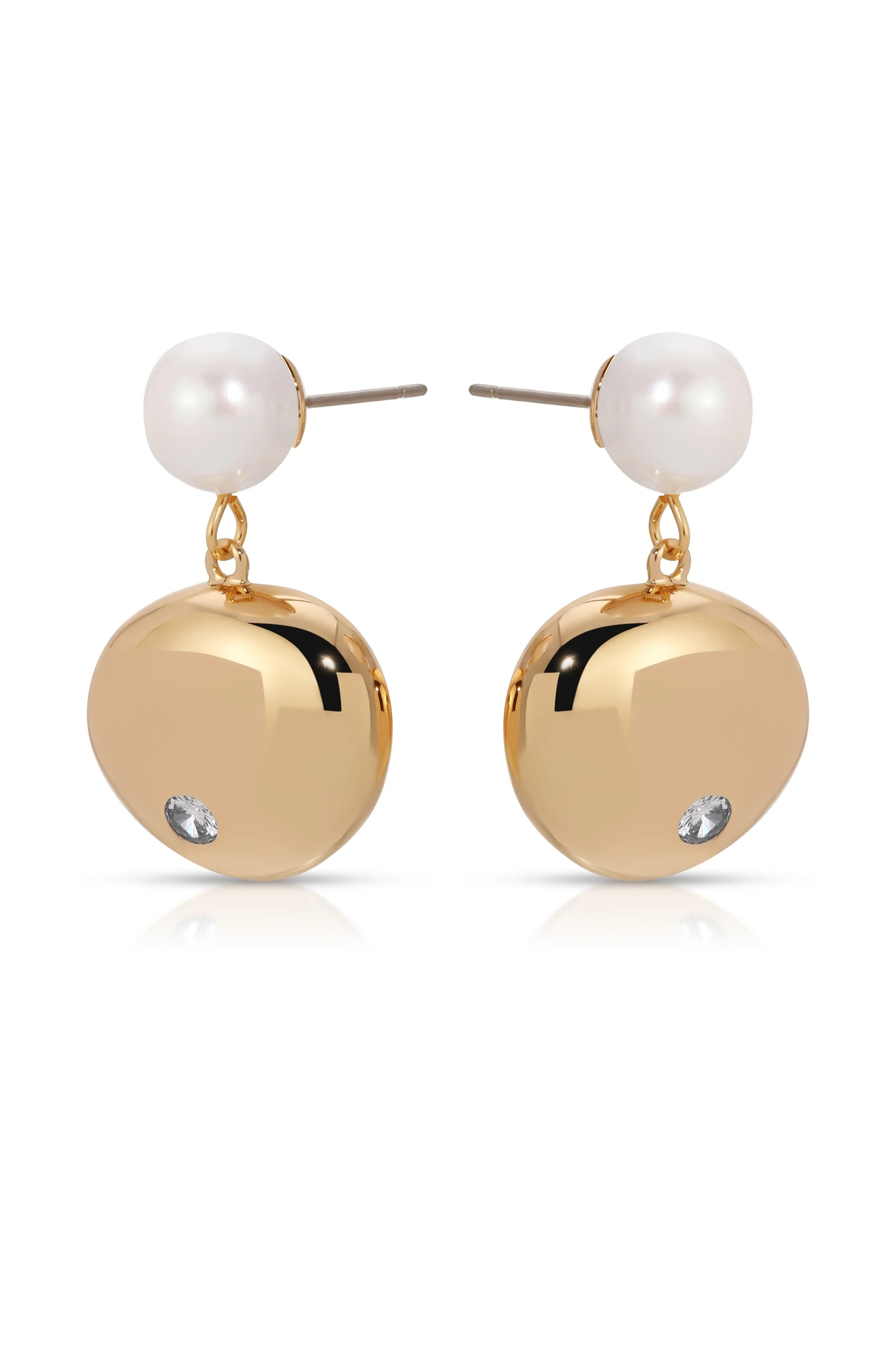Large Pebble and Pearl Dangle Earrings - Image 5