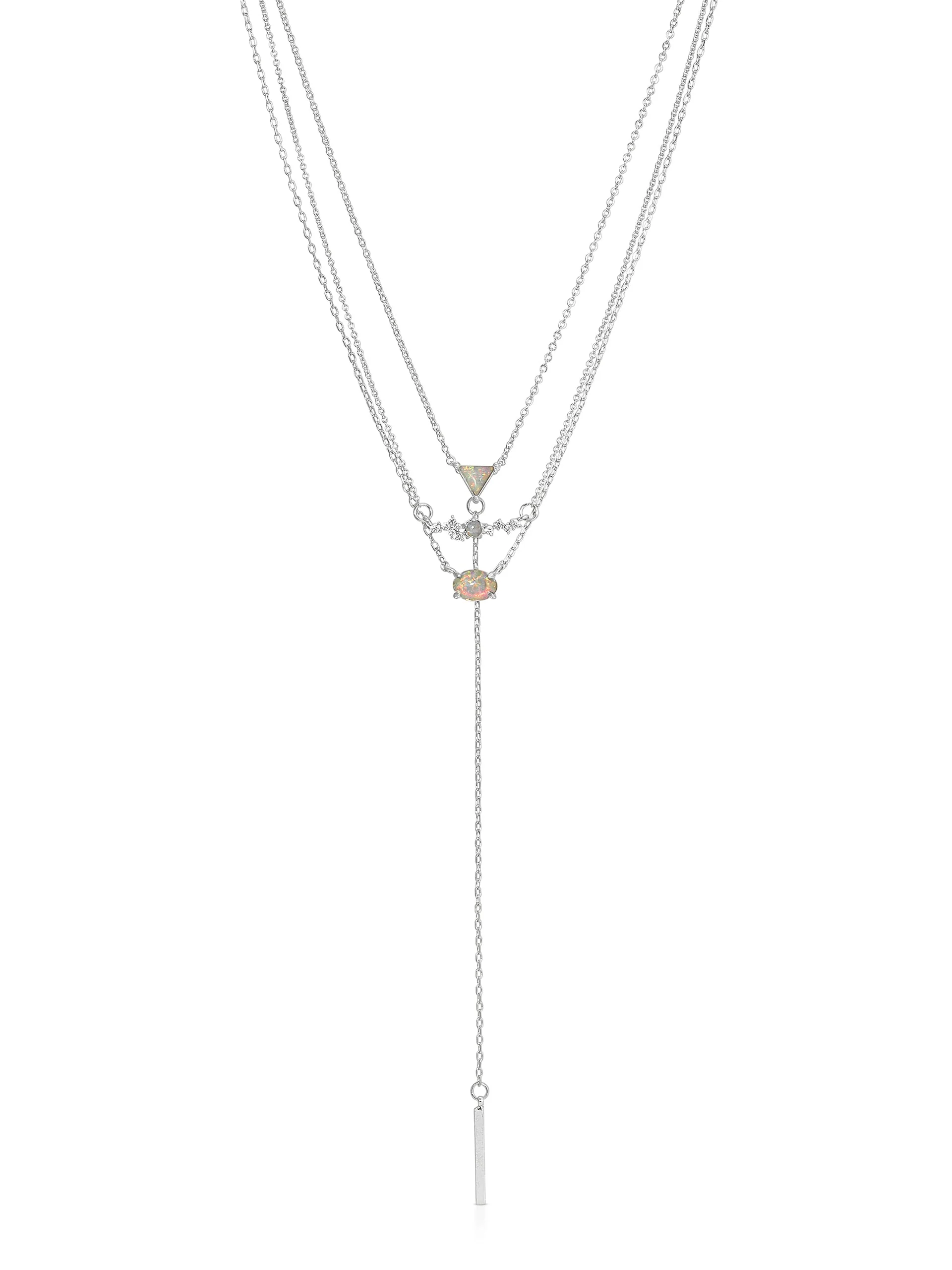 Layered Opal Lariat Necklace Set of 3 - Image 11