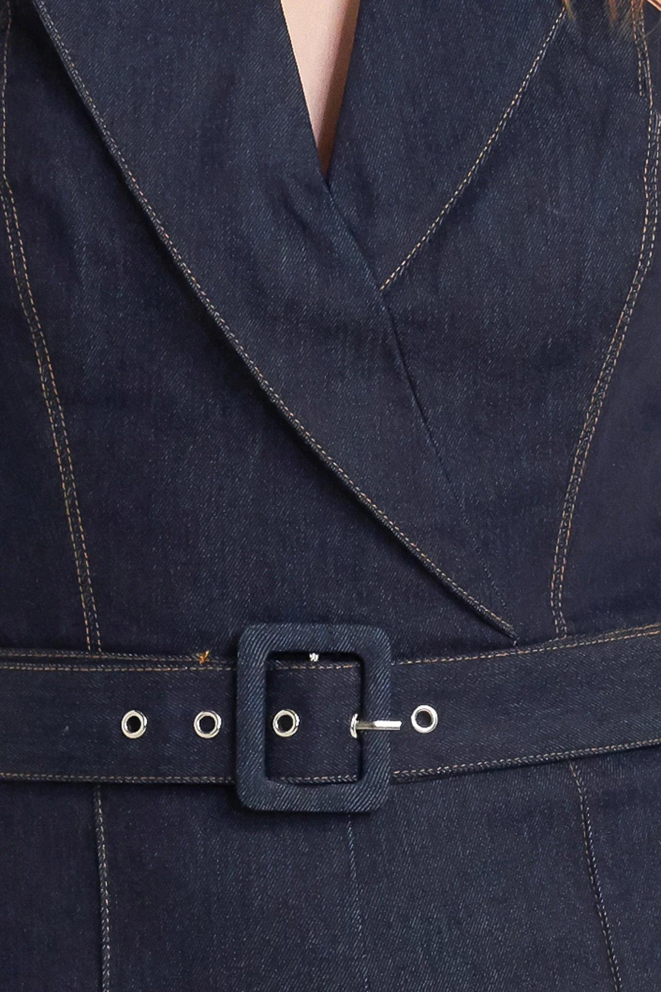 LE BONHEUR V CUT VOW DENIM JUMPSUIT - FINAL SALE - Image 7
