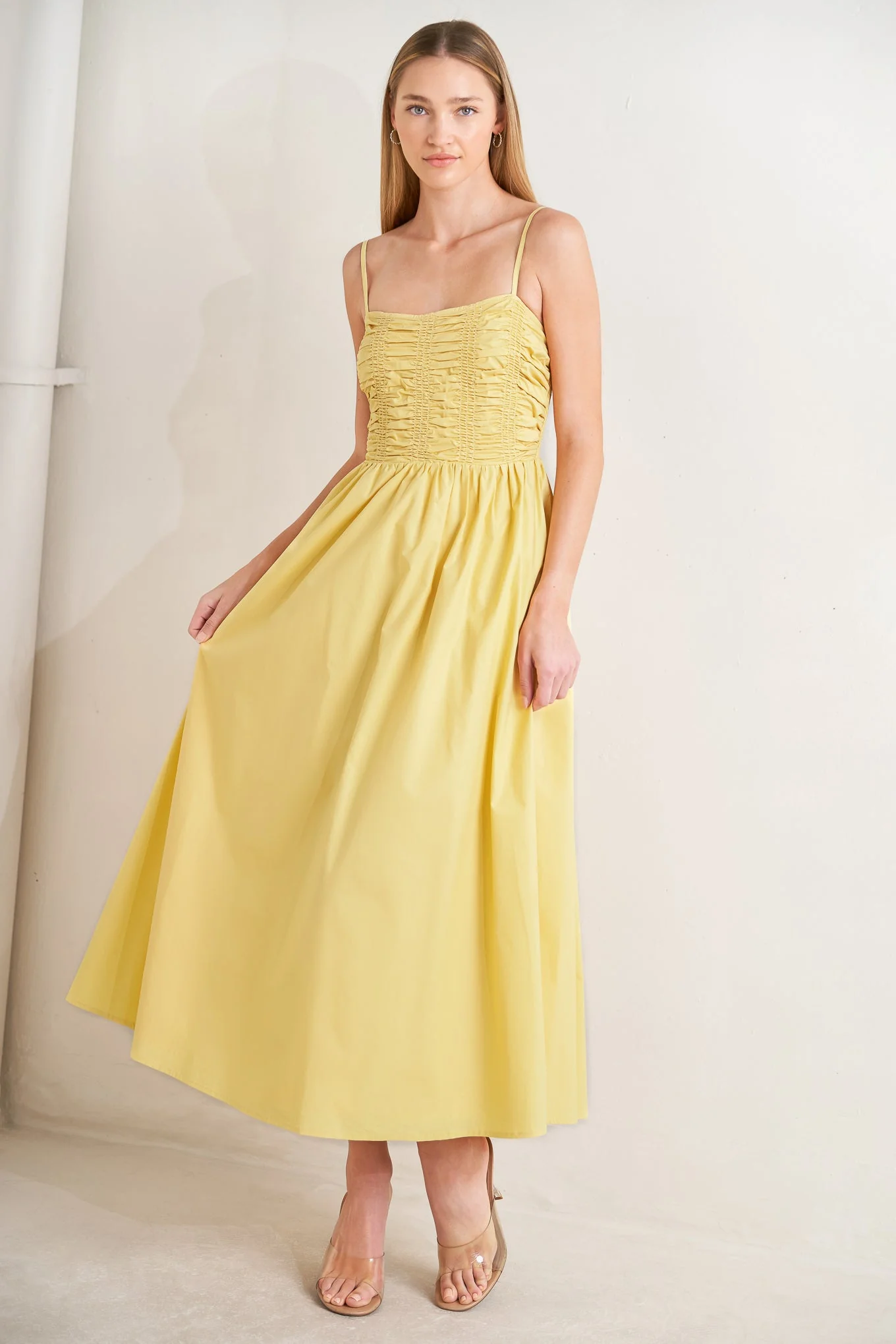 LEMON KISS BUTTER YELLOW MIDI DRESS - Image 2