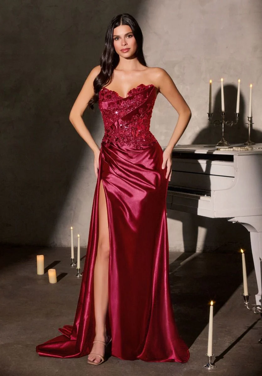 Leslie Gown – Strapless Floral Beaded Evening Dress - Image 3