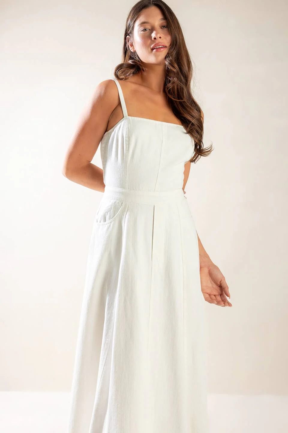LET'S GO FOR A WALK - WHITE - LACE UP BACK MIDI DRESS - Image 6