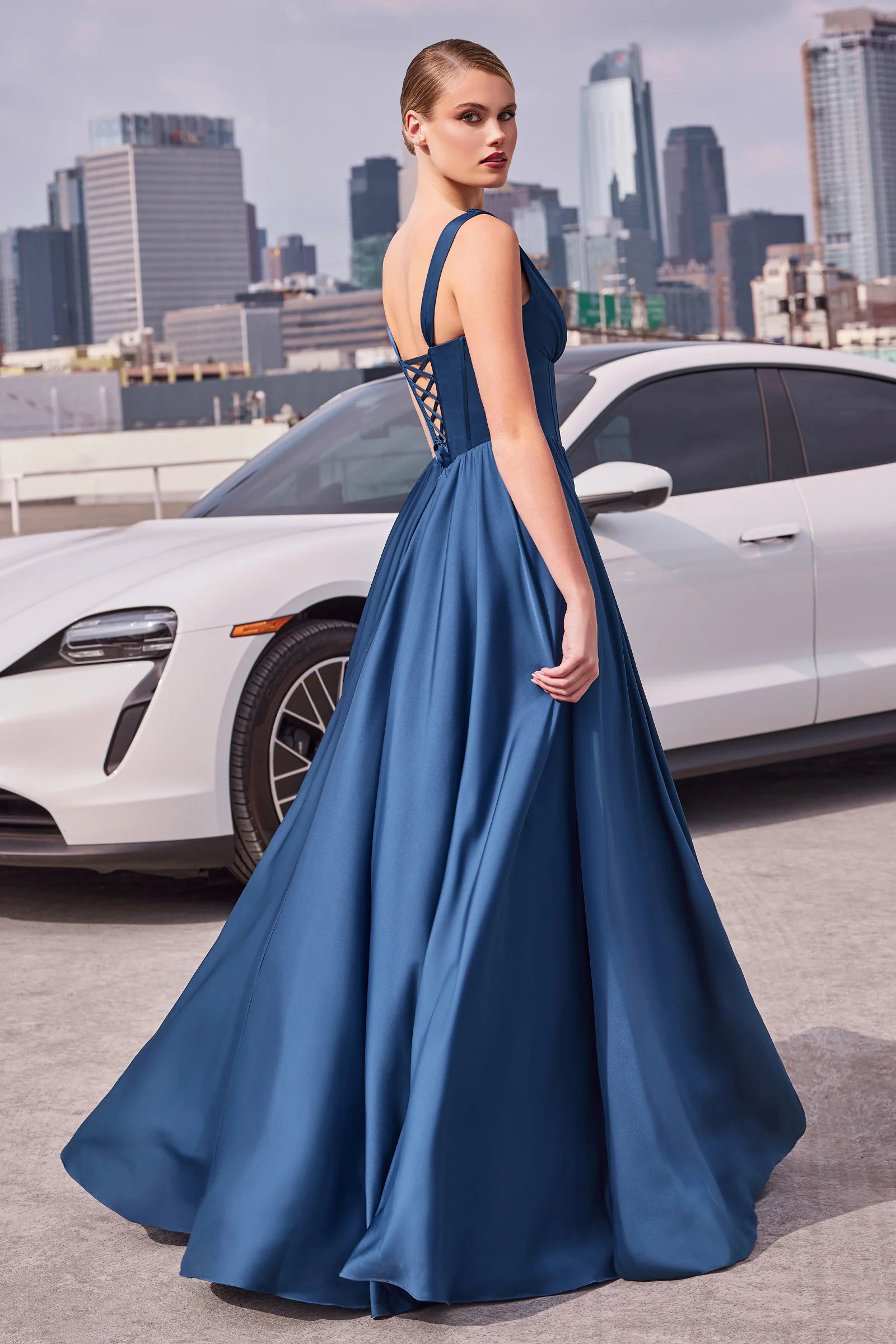 Libby Gown - A-Line Satin Dress - Image 4