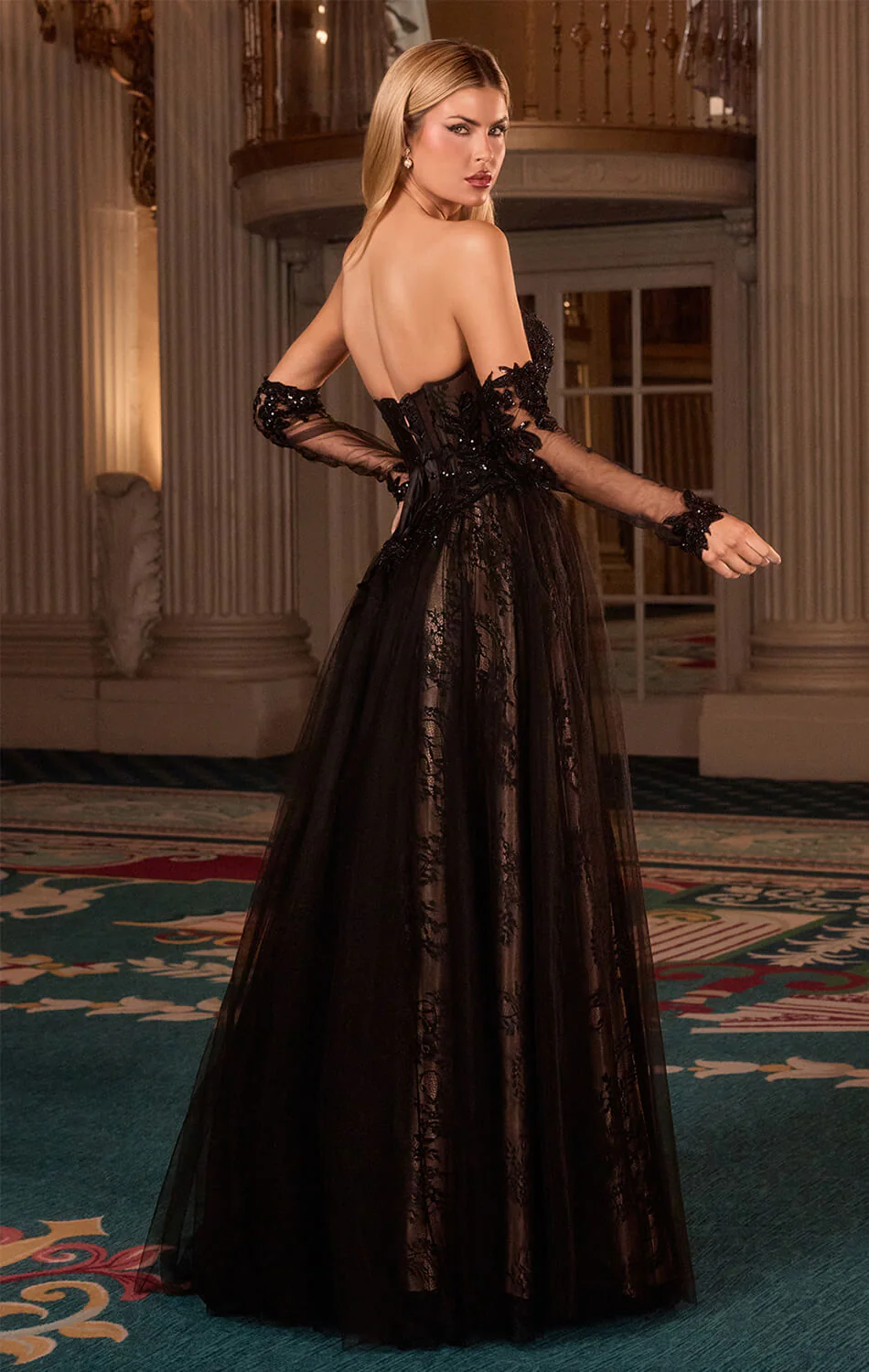 LILITH GOWN - A-LINE TULLE DRESS WITH GLOVES - Image 2