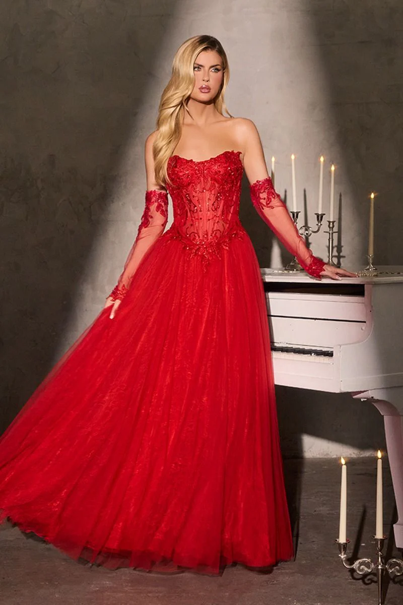 LILITH GOWN - A-LINE TULLE DRESS WITH GLOVES - Image 7