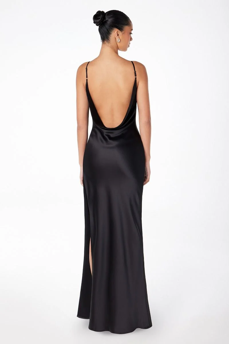 Lina Satin Cowl Neck Maxi Dress with Draped Back - Image 14