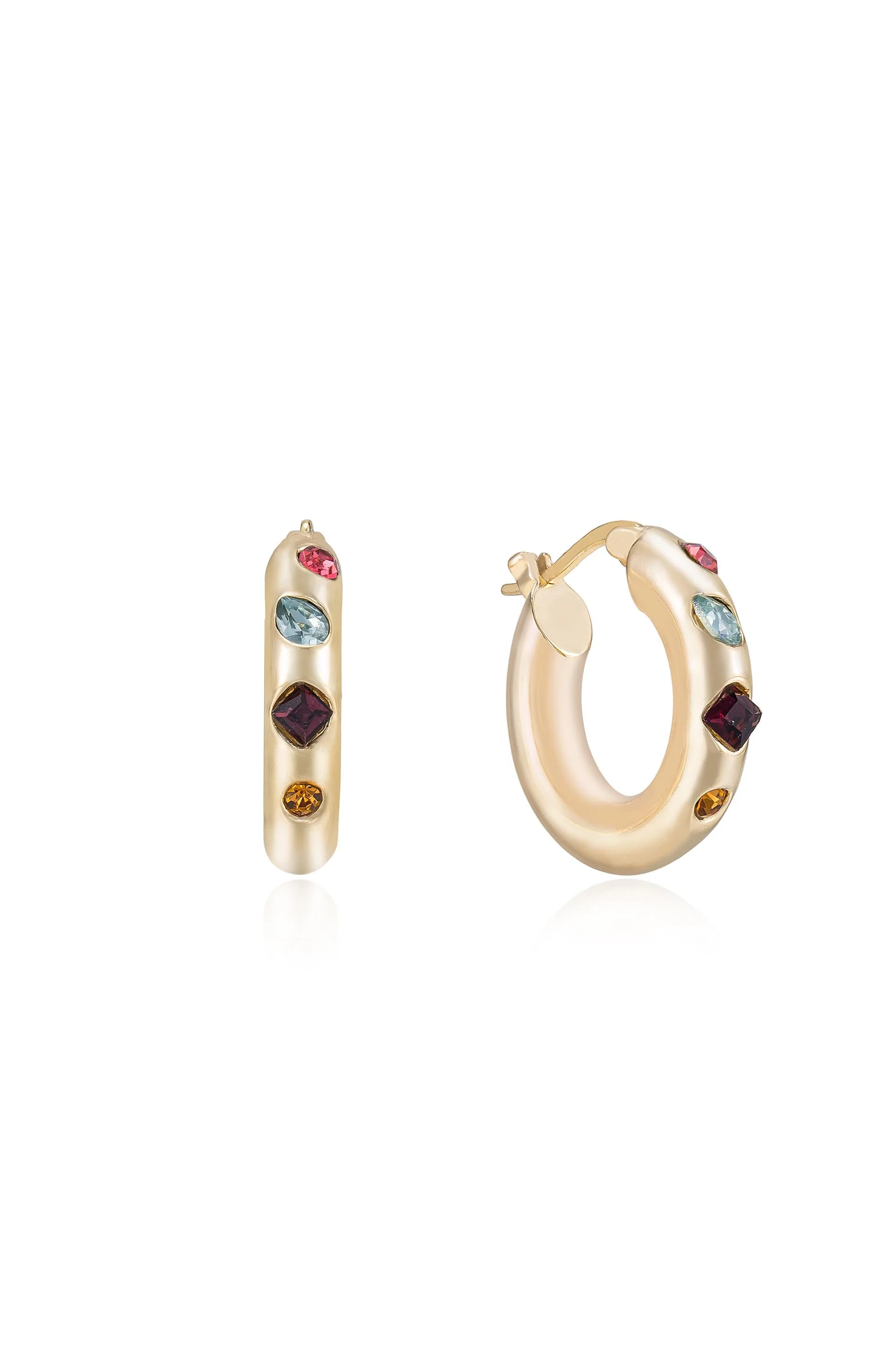 Lively Rainbow Crystal Hoop Earrings - Image 2