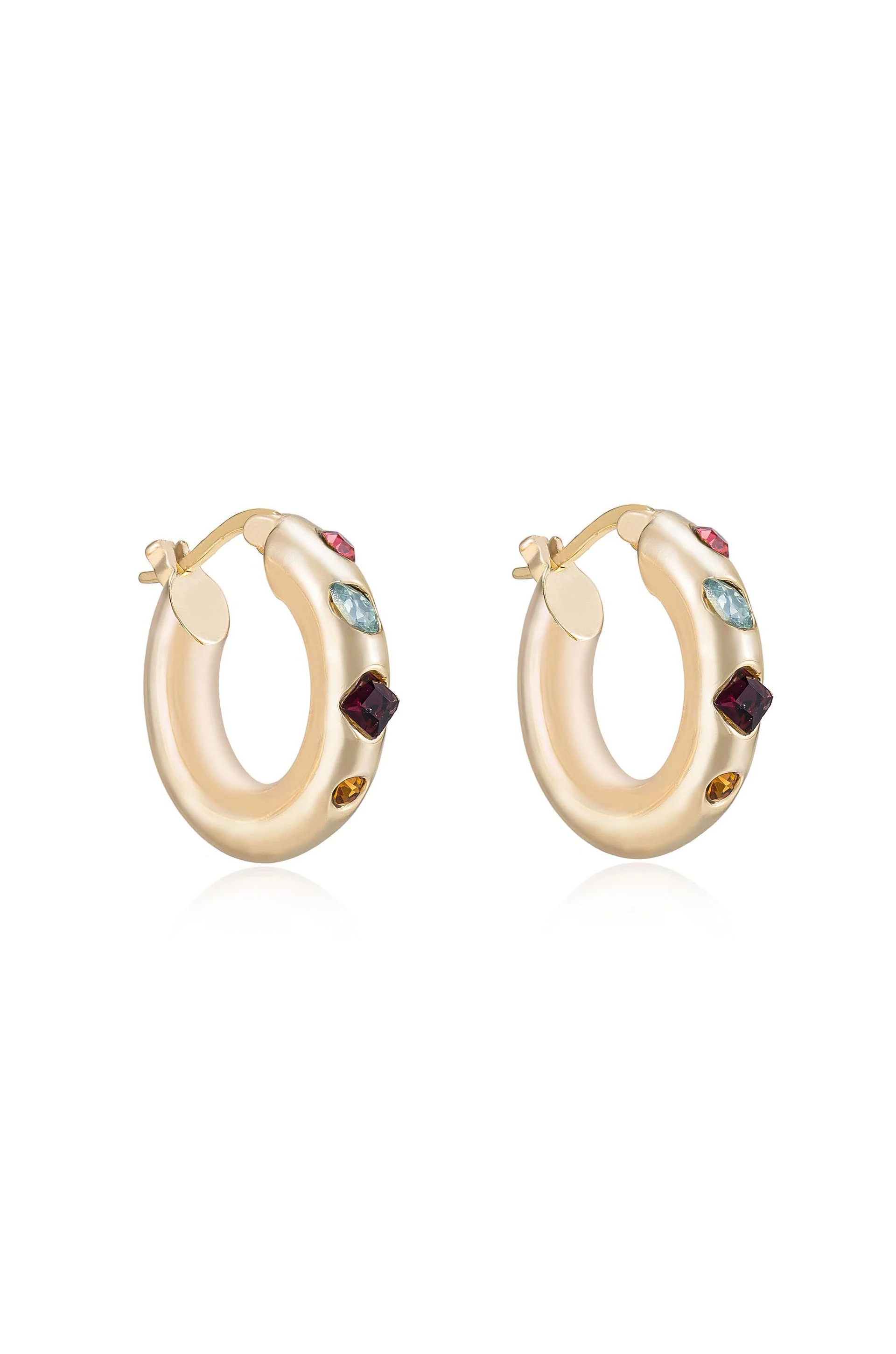 Lively Rainbow Crystal Hoop Earrings - Image 4
