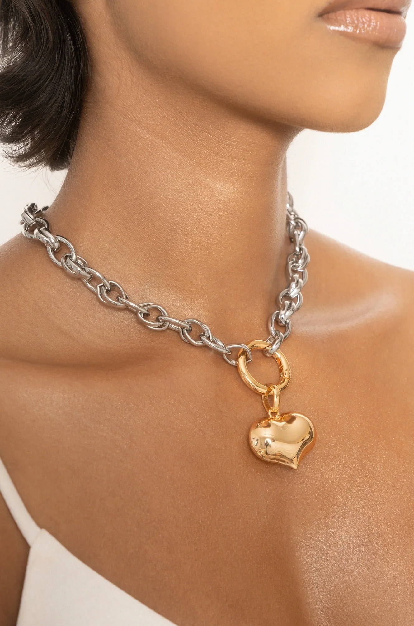 Locked in Mixed Metal Heart Necklace - Image 4