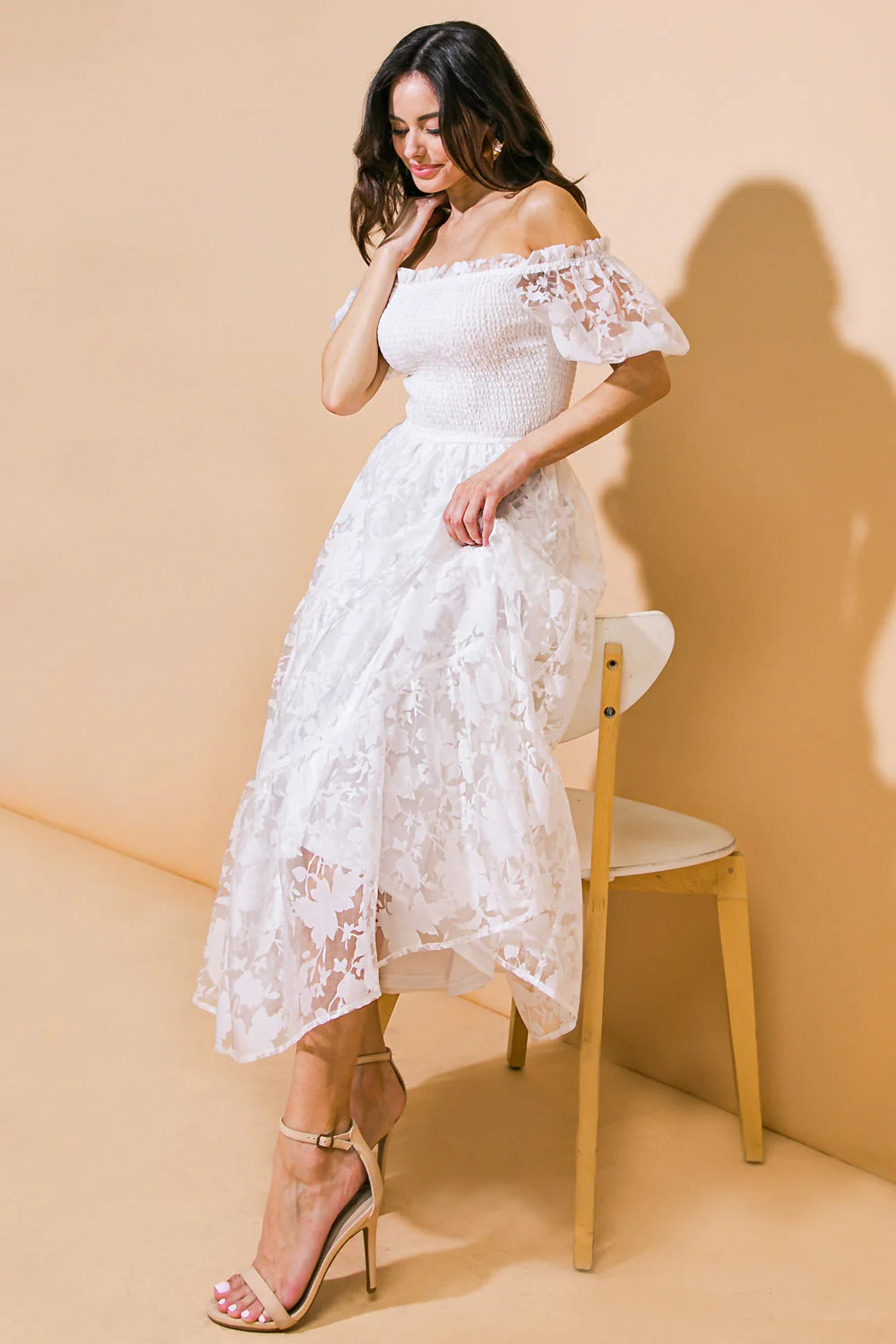 LOVE IN YOUR EYES WHITE MIDI DRESS - Image 4