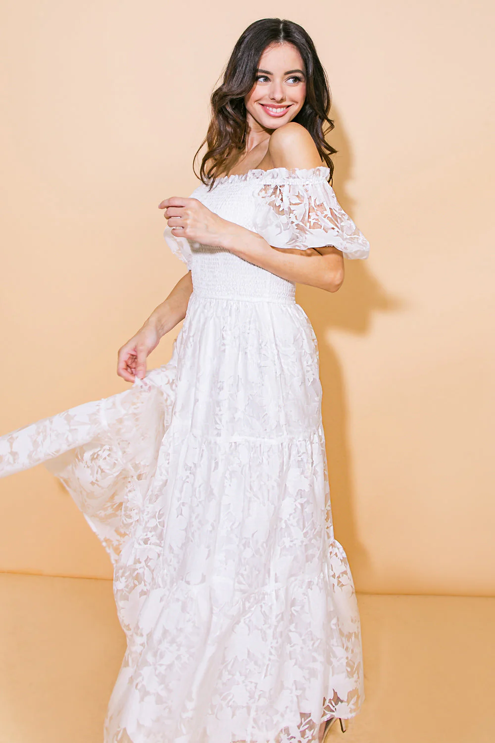LOVE IN YOUR EYES WHITE MIDI DRESS - Image 5