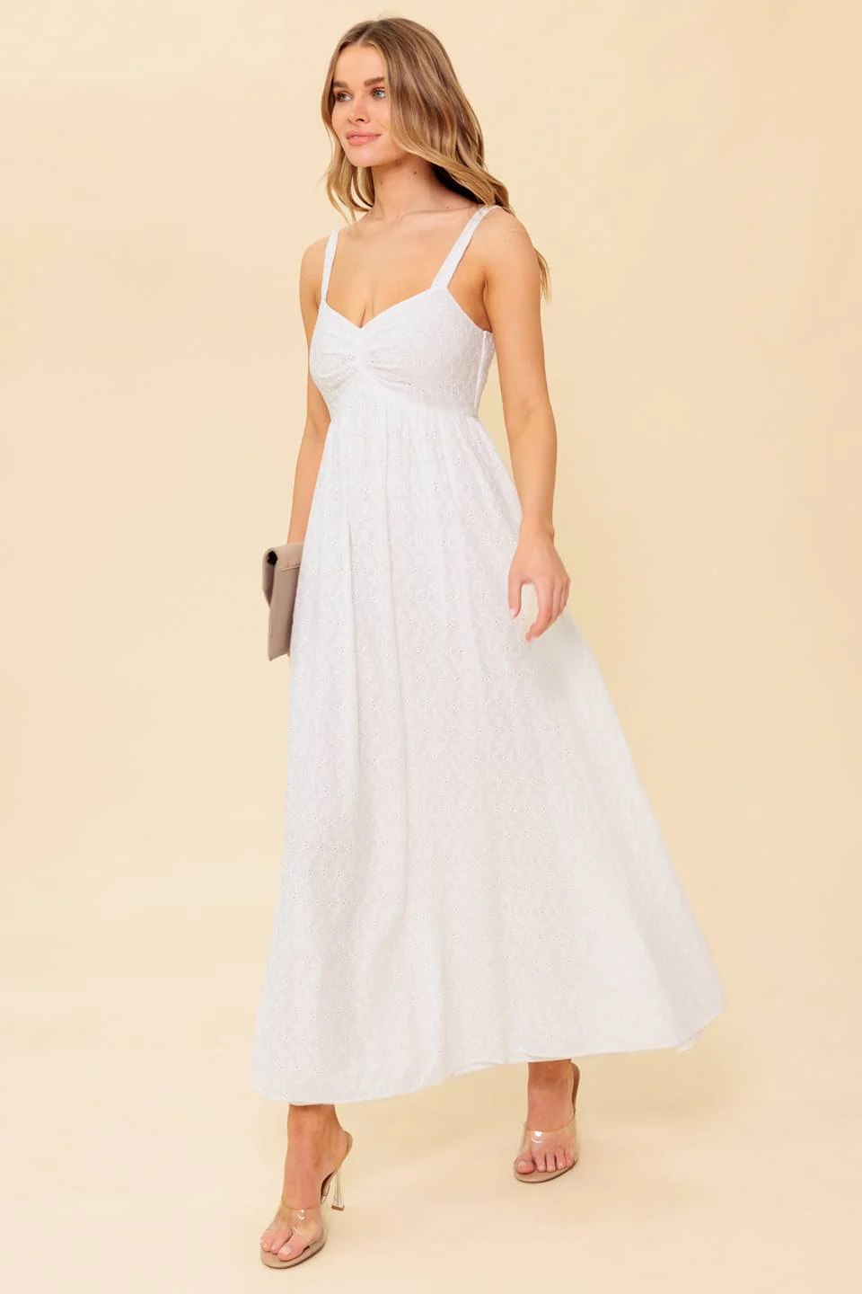 LOVE OF MINE - IVORY EYELET MIDI DRESS - Image 3