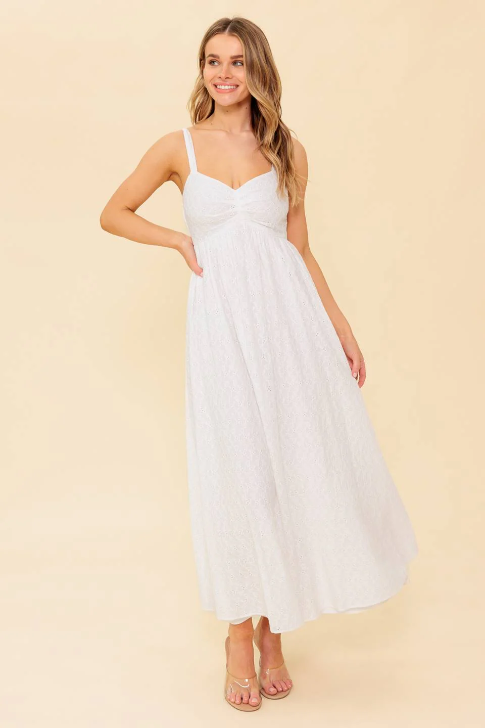 LOVE OF MINE - IVORY EYELET MIDI DRESS - Image 5