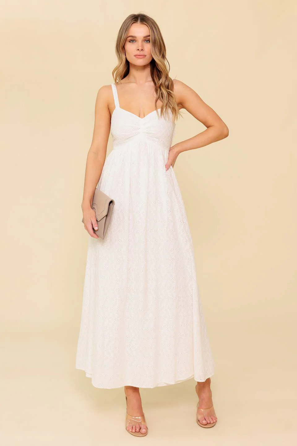 LOVE OF MINE - IVORY EYELET MIDI DRESS - Image 6