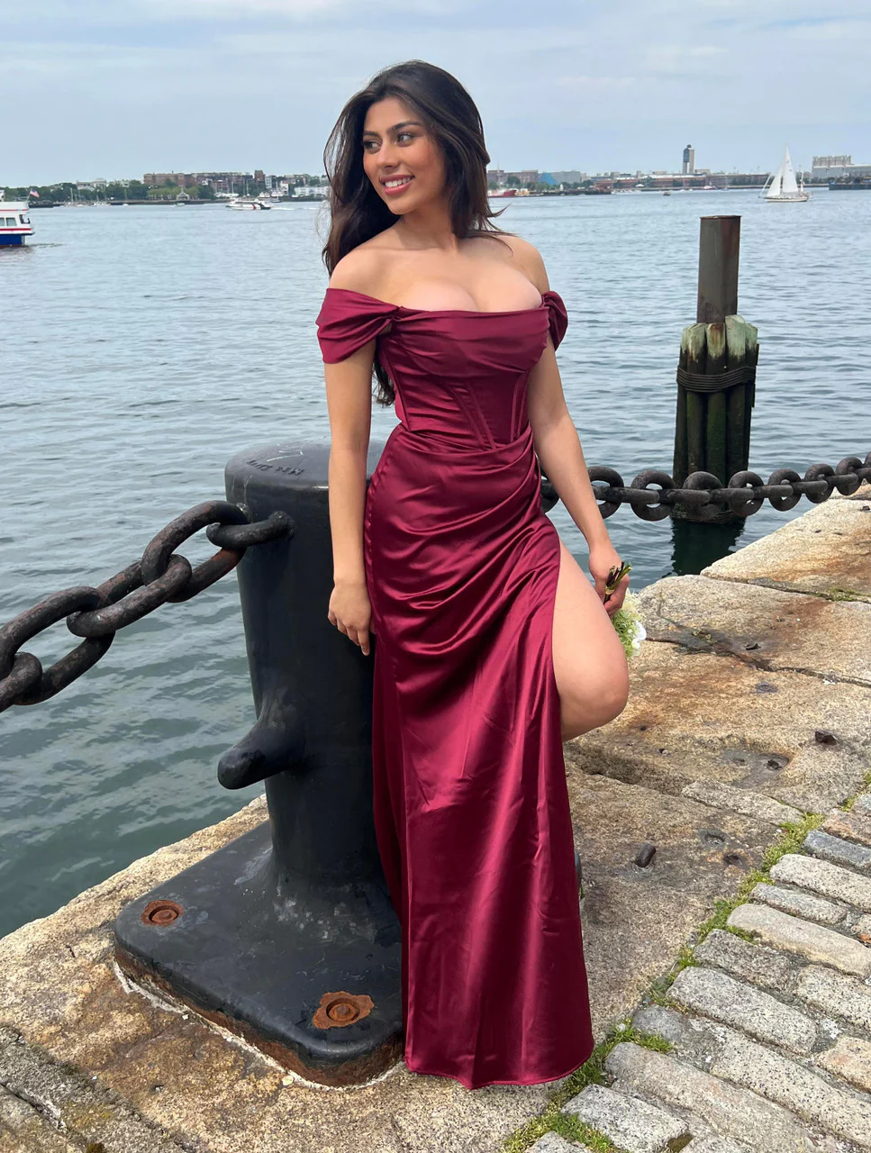 MABEL GOWN - OFF THE SHOULDER LUXE SATIN CORSET DRESS - Image 3