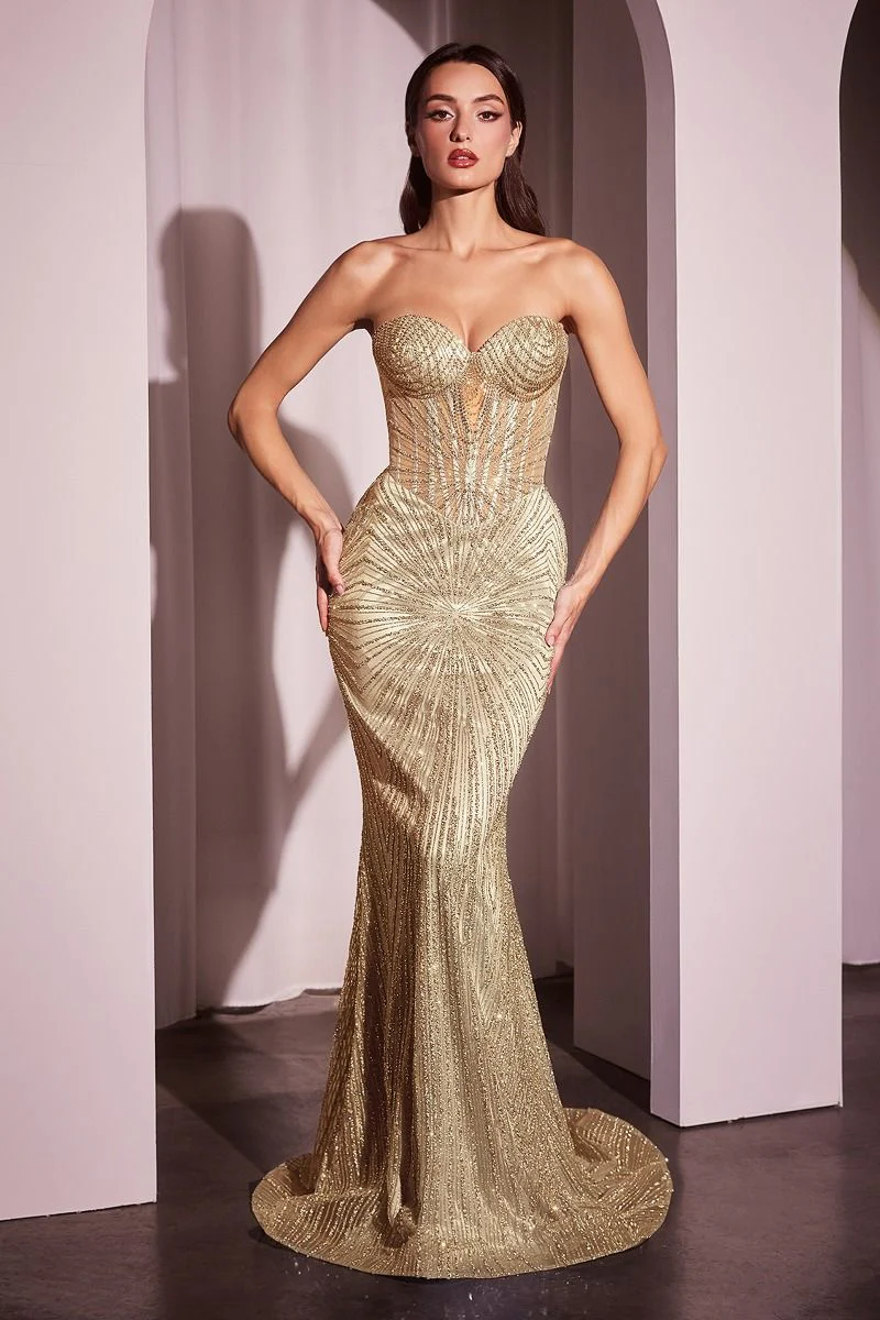 Maddox Gown - Gold - STRAPLESS GLITTER EMBELLISHED GOWN - Image 2