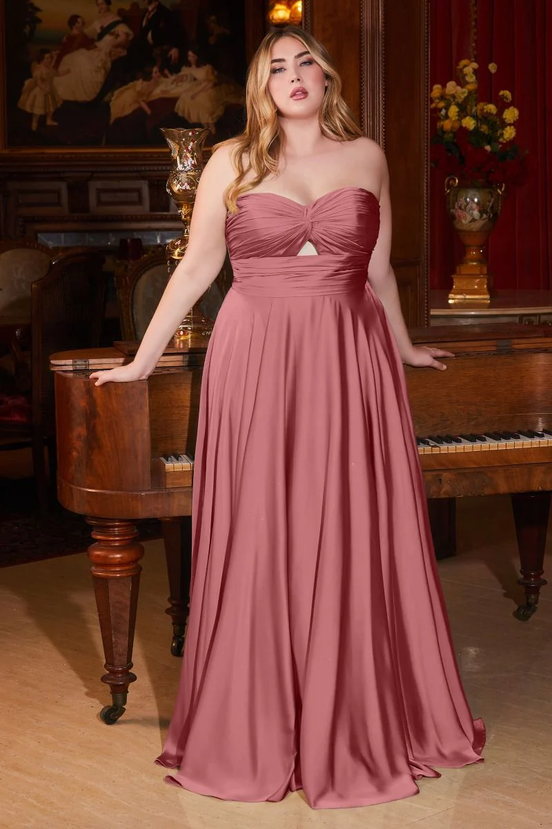 Madigan Gown - STRAPLESS A-LINE SOFT SATIN KEYHOLE DRESS - Image 10