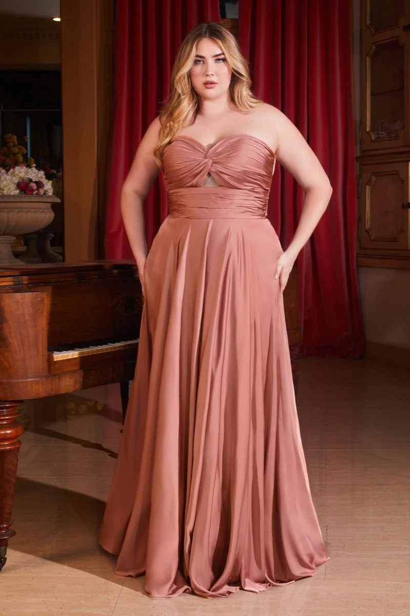 Madigan Gown - STRAPLESS A-LINE SOFT SATIN KEYHOLE DRESS - Image 12