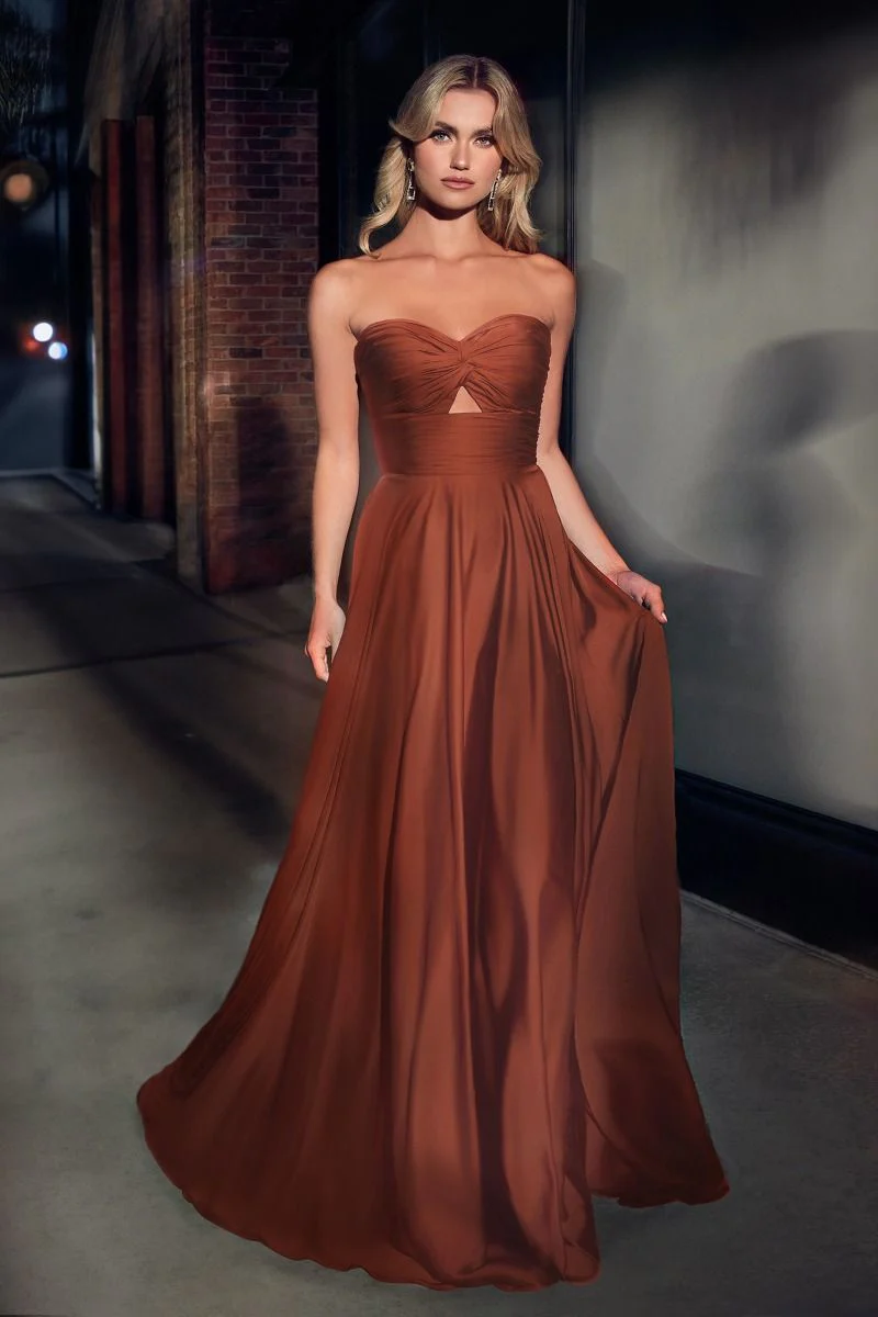 Madigan Gown - STRAPLESS A-LINE SOFT SATIN KEYHOLE DRESS - Image 15